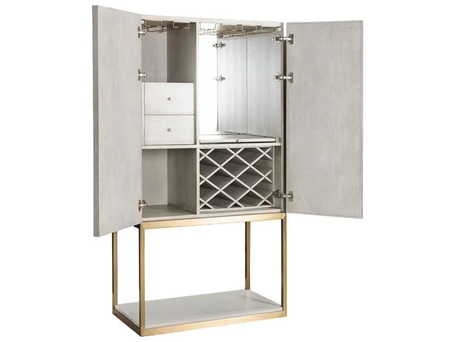 Fairfield Chair Monogram Beige Ash Wood Bar Cabinet