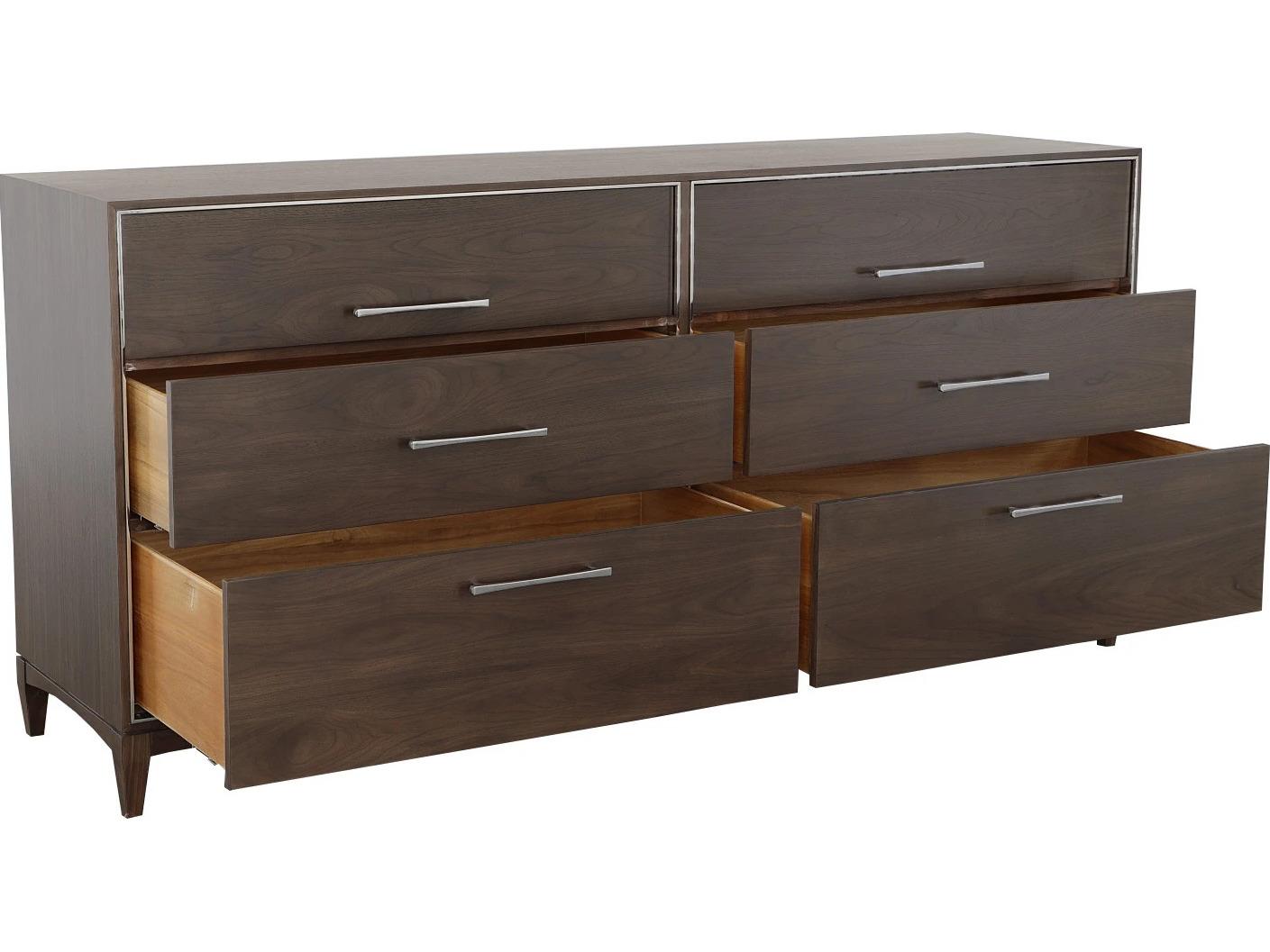 Fairfield Chair Monogram 6-Drawers Brown Walnut Wood Double Dresser