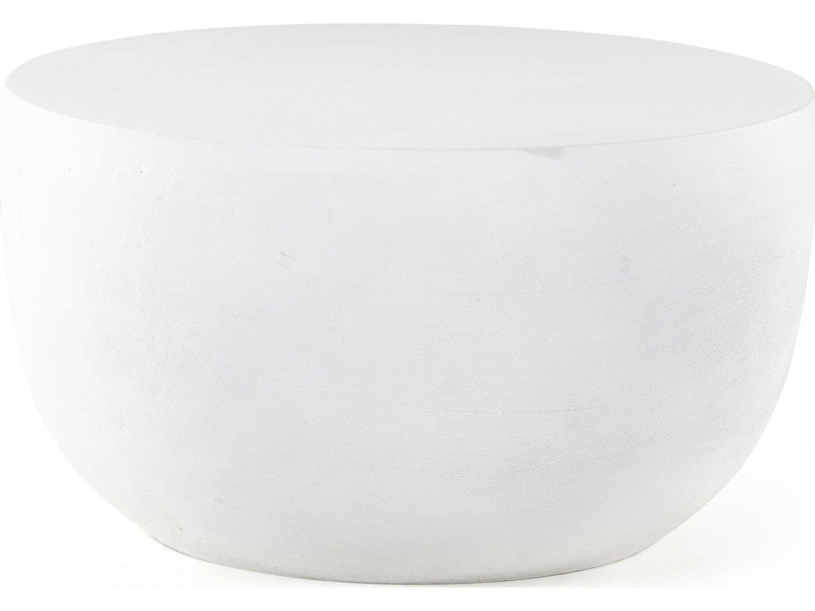 Four Hands Outdoor Marlow Matte White Cast Aluminum Round End Table