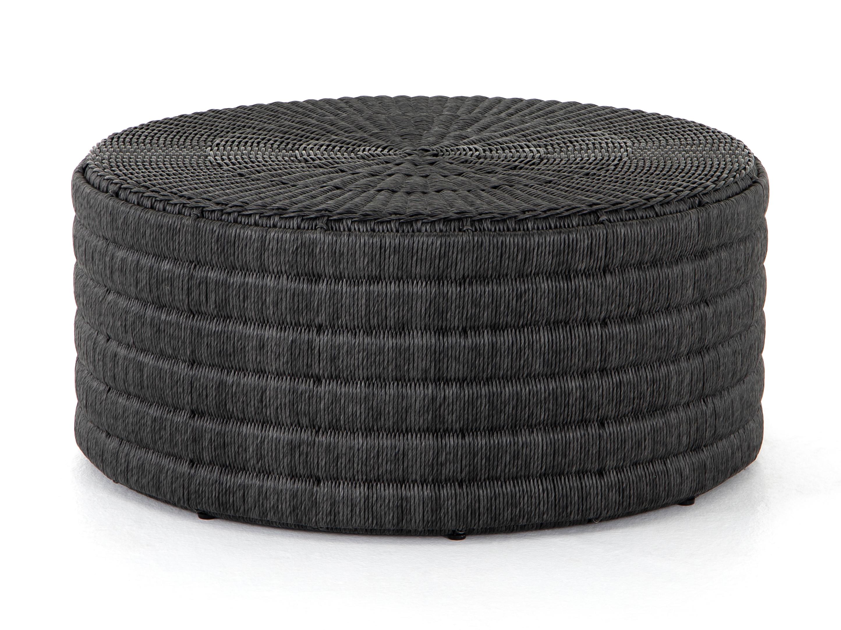 Four Hands Outdoor Grass Roots Vintage Coal Resin Round Coffee Table