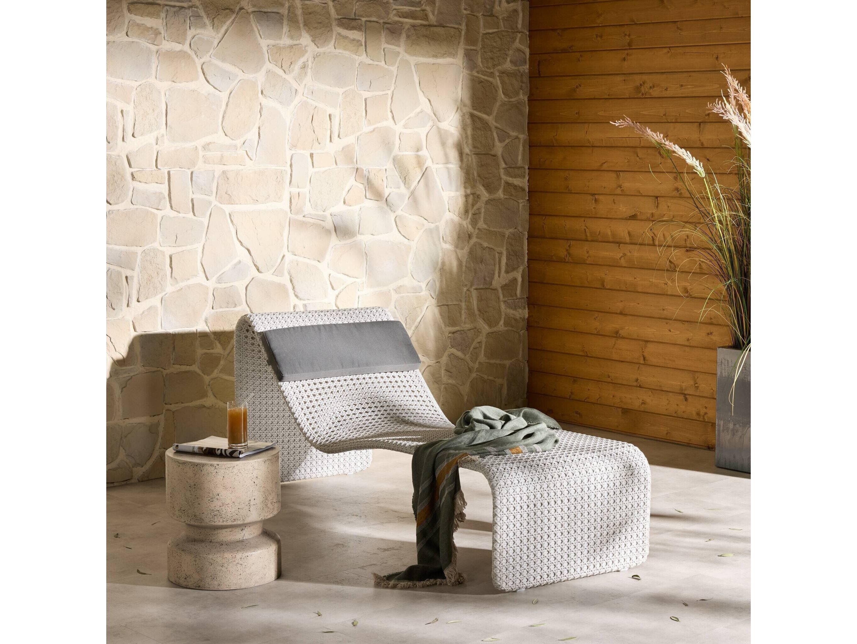 Four Hands Outdoor Grass Roots Brushed Grey Resin Chaise Lounge