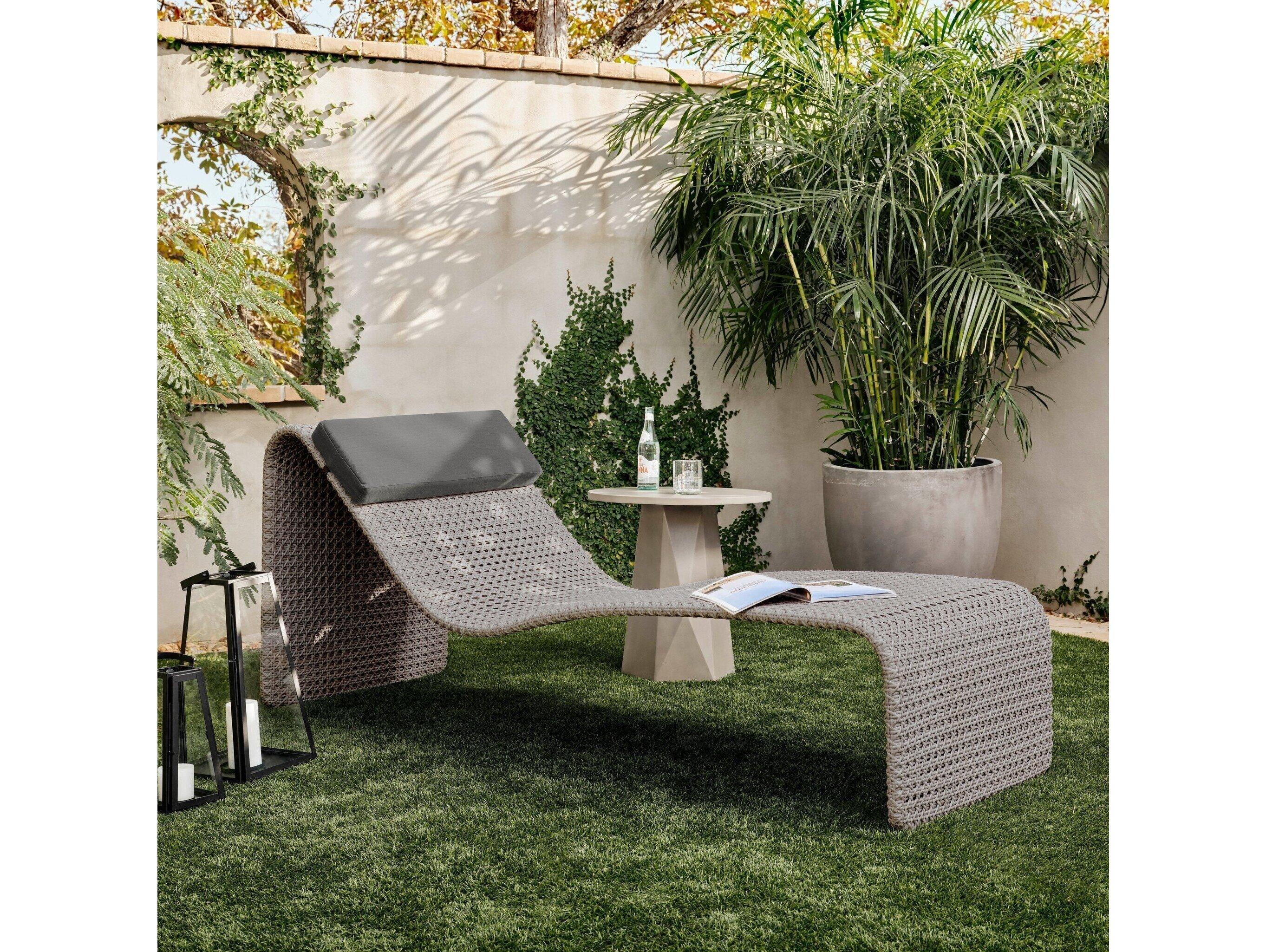 Four Hands Outdoor Grass Roots Weathered Brown Polypropylene Chaise Lounge