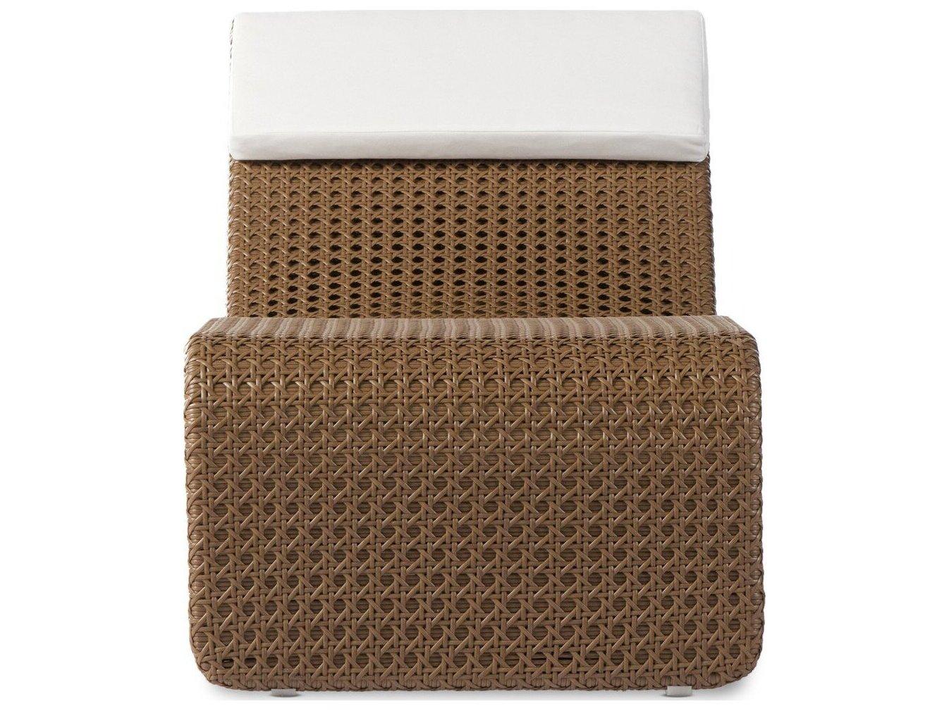 Four Hands Outdoor Grass Roots Natural Woven Chaise Lounge with Stinson White Cushion