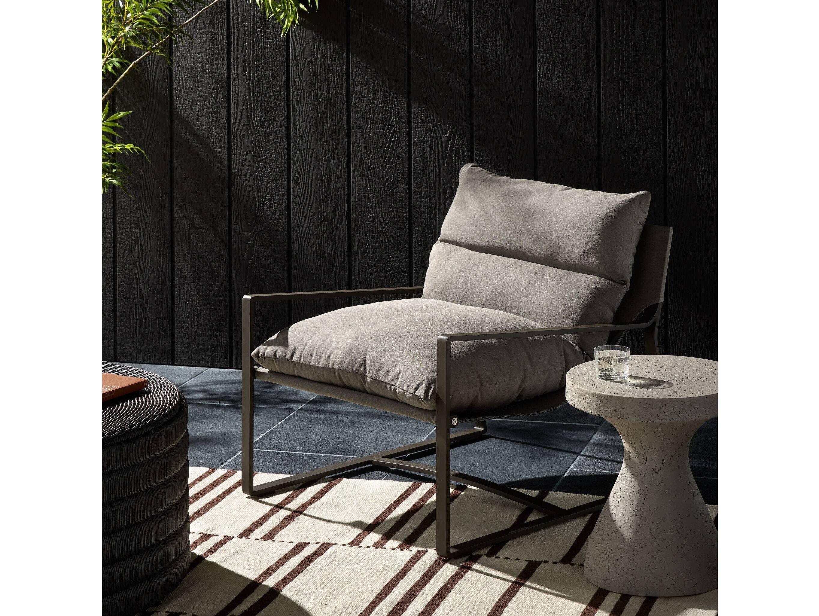 Four Hands Outdoor Solano Charcoal / Bronze Aluminum Fabric Sling Lounge Chair