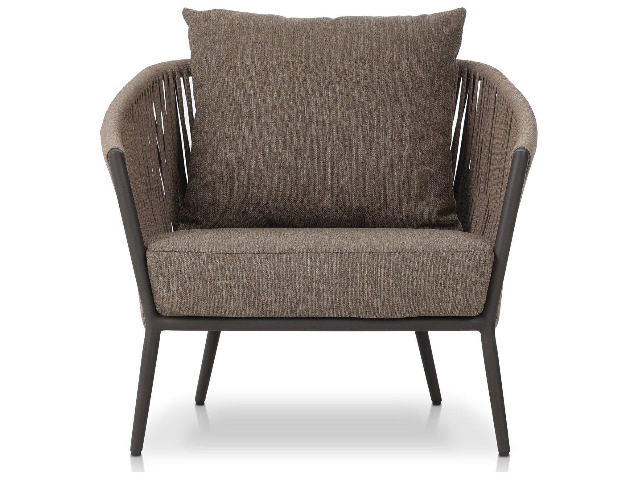 Four Hands Outdoor Solano Porto Bronze Aluminum Cushion Lounge Chair in Ellor Brown