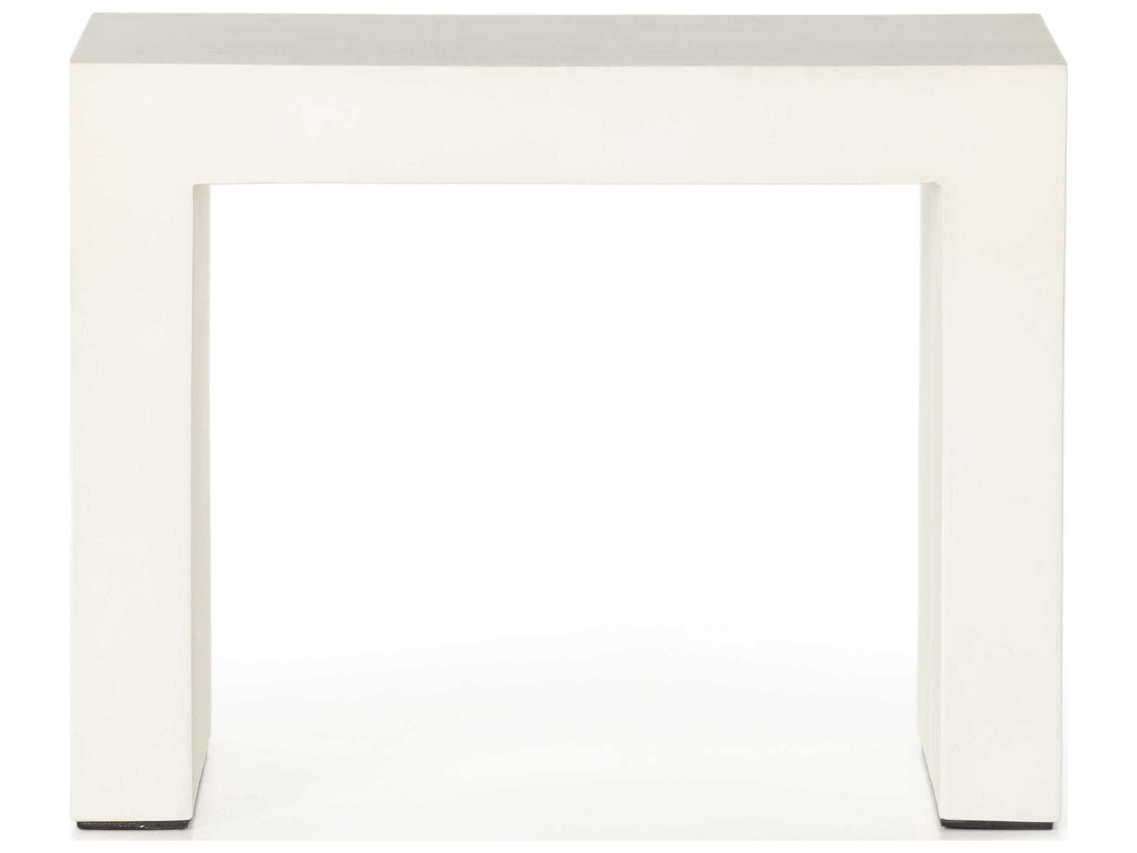 Four Hands Outdoor Bina White Concrete Rectangular End Table