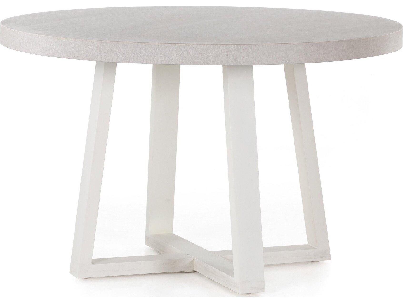 Four Hands Outdoor Constantine Natural White Iron 47.25" Round Dining Table