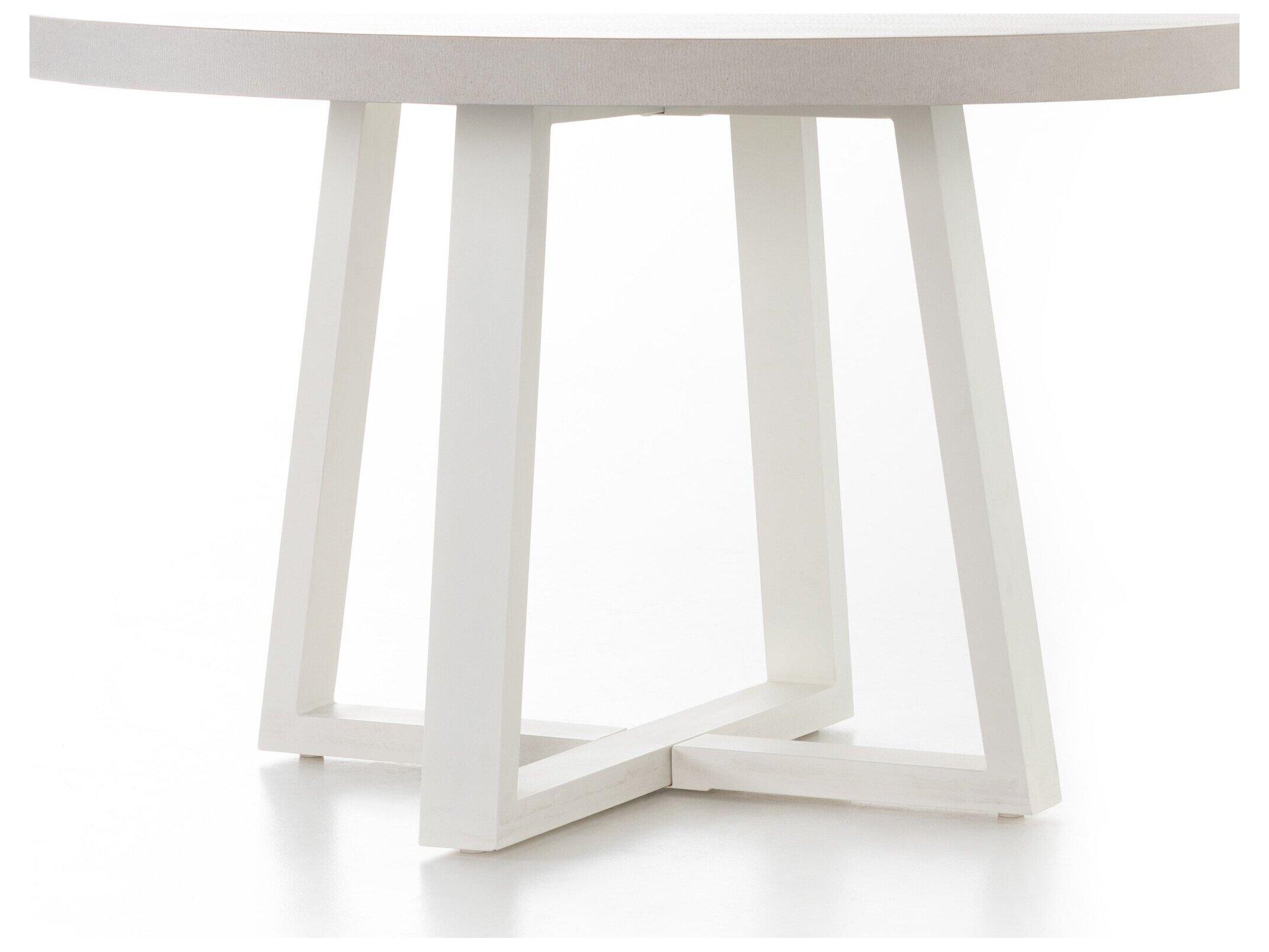 Four Hands Outdoor Constantine Natural White Iron 47.25" Round Dining Table