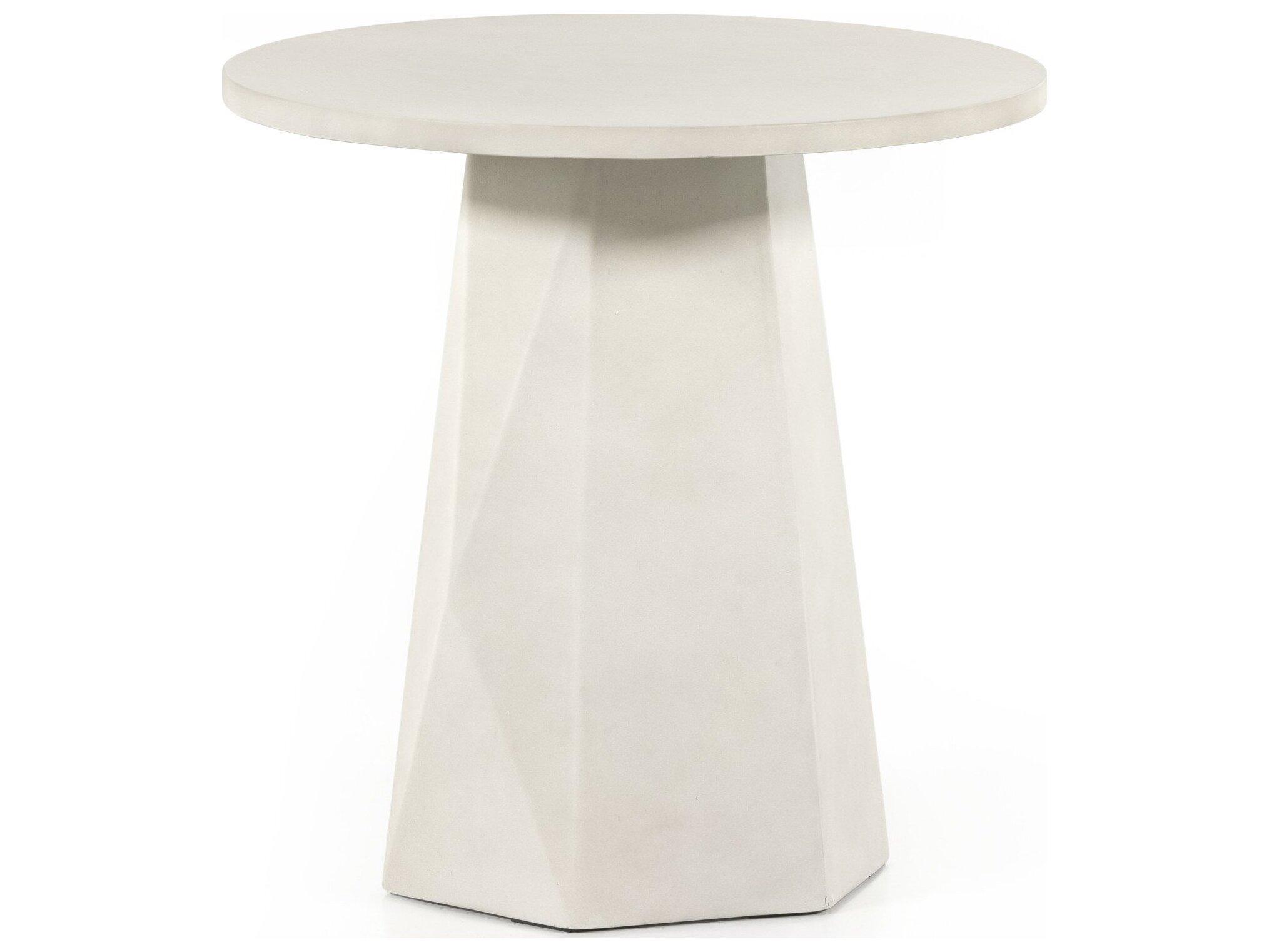 Four Hands Outdoor Thayer White Concrete Round End Table