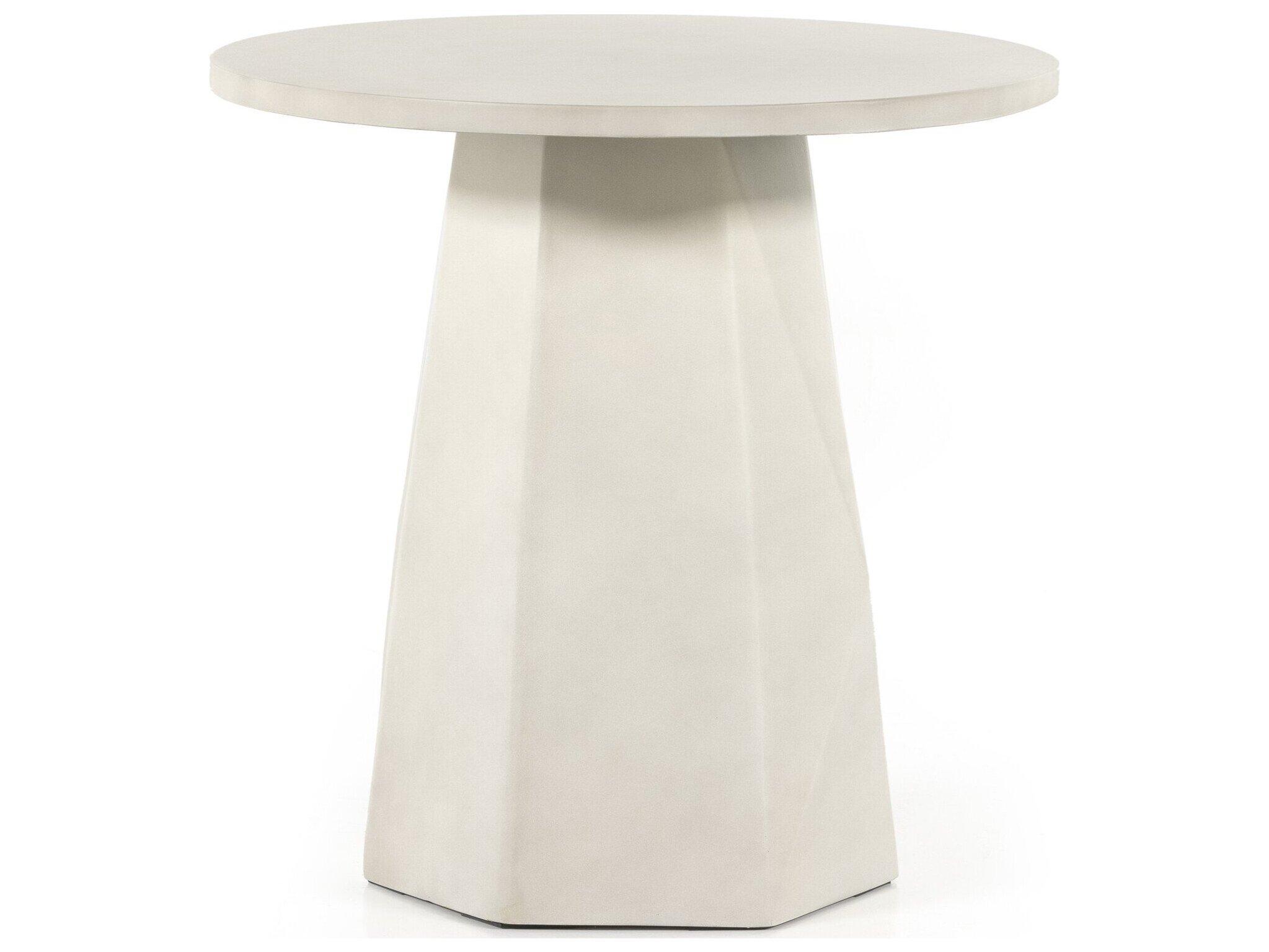 Four Hands Outdoor Thayer White Concrete Round End Table