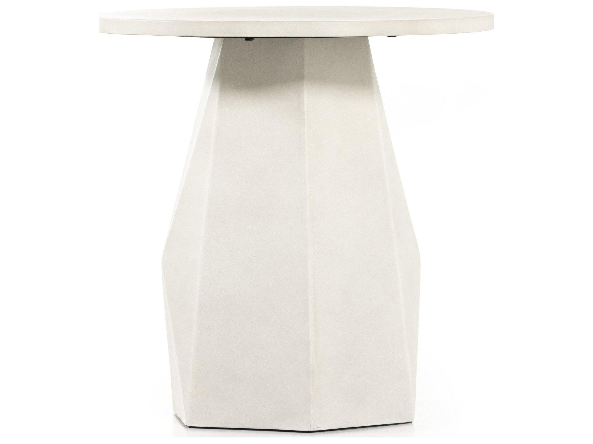 Four Hands Outdoor Thayer White Concrete Round End Table