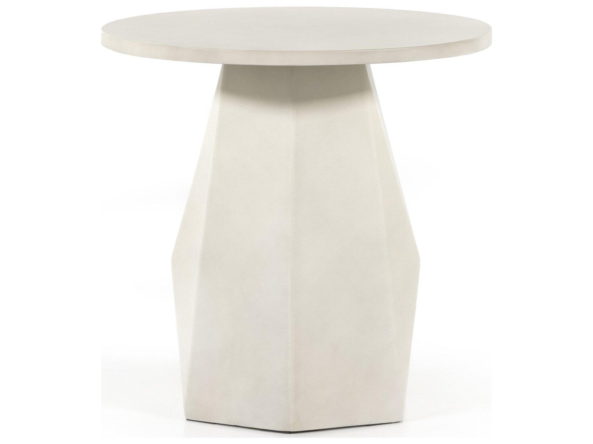 Four Hands Outdoor Thayer White Concrete Round End Table