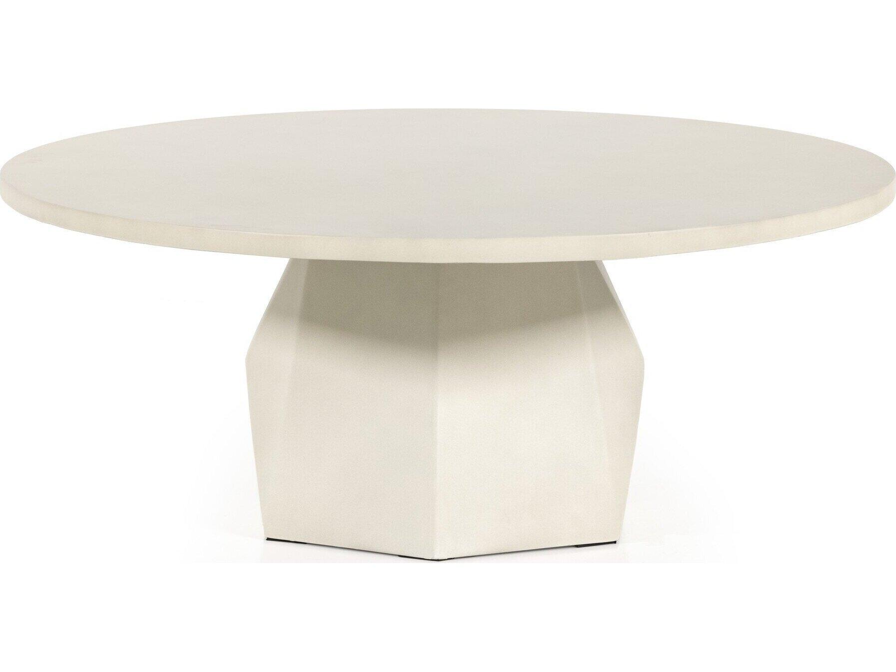 Four Hands Outdoor Thayer White Concrete Round Coffee Table