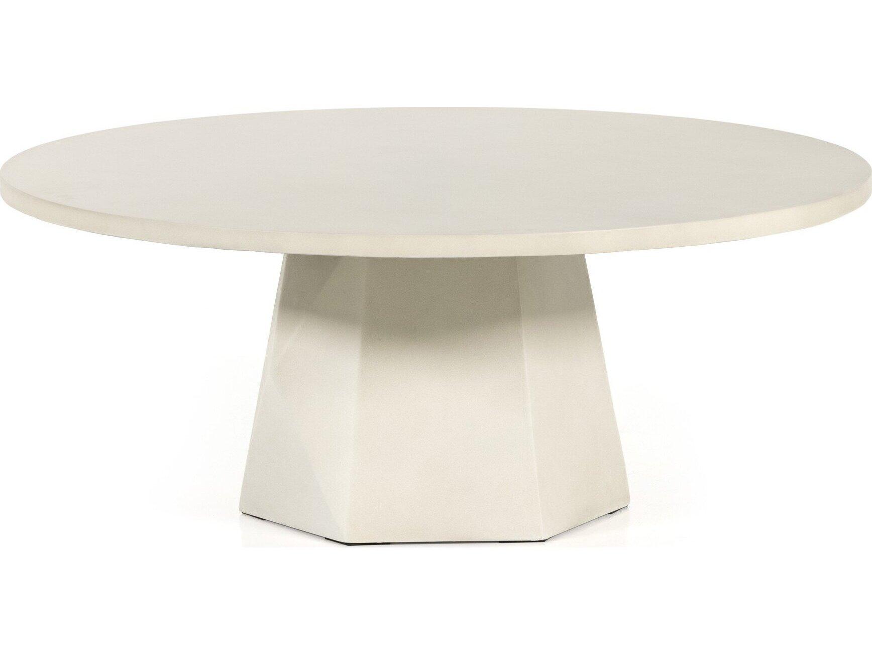 Four Hands Outdoor Thayer White Concrete Round Coffee Table