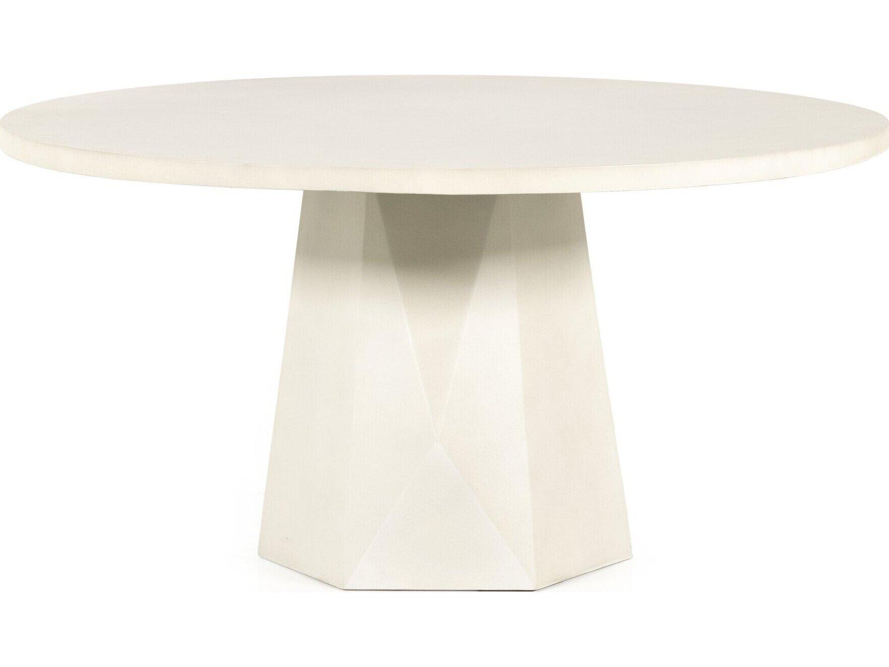 Four Hands Outdoor Thayer Bowman White Concrete 60" Round Dining Table