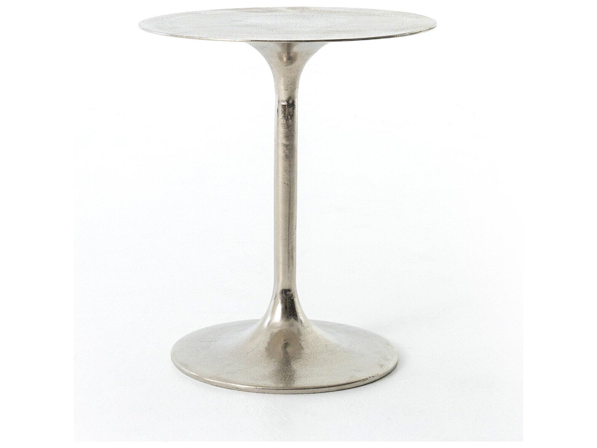 Four Hands Outdoor Marlow Raw Nickel Round End Table