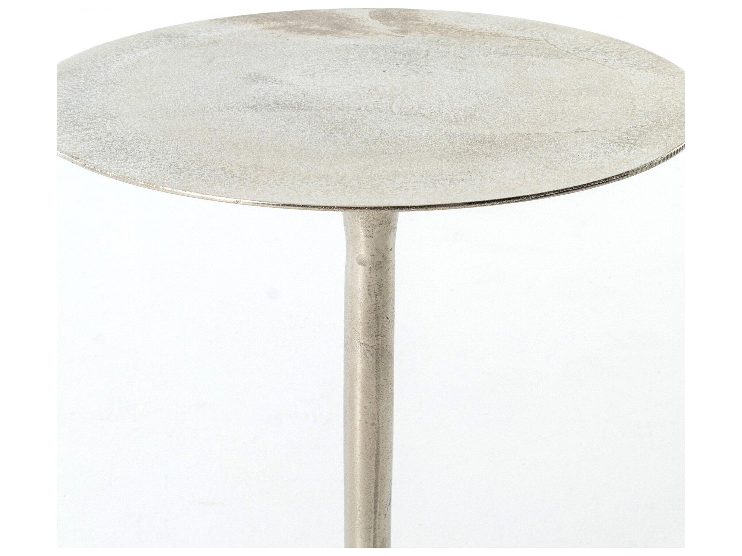 Four Hands Outdoor Marlow Raw Nickel Round End Table