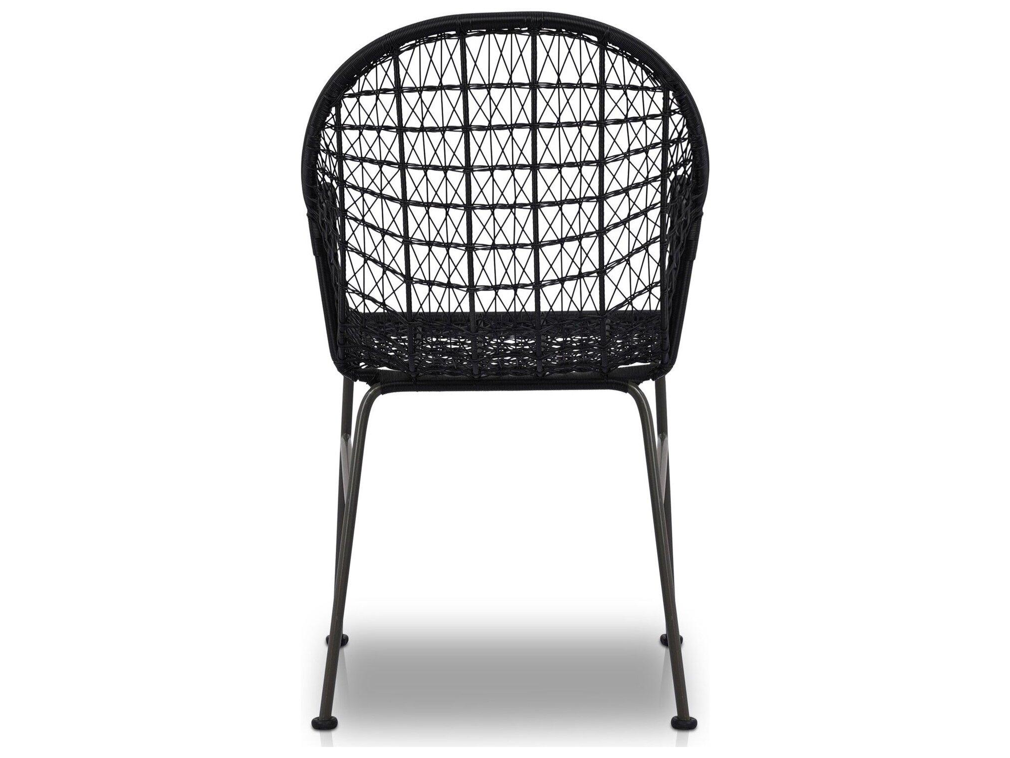Four Hands Outdoor Grass Roots Grey Bronze / Smoke Black Arm Dining Chair