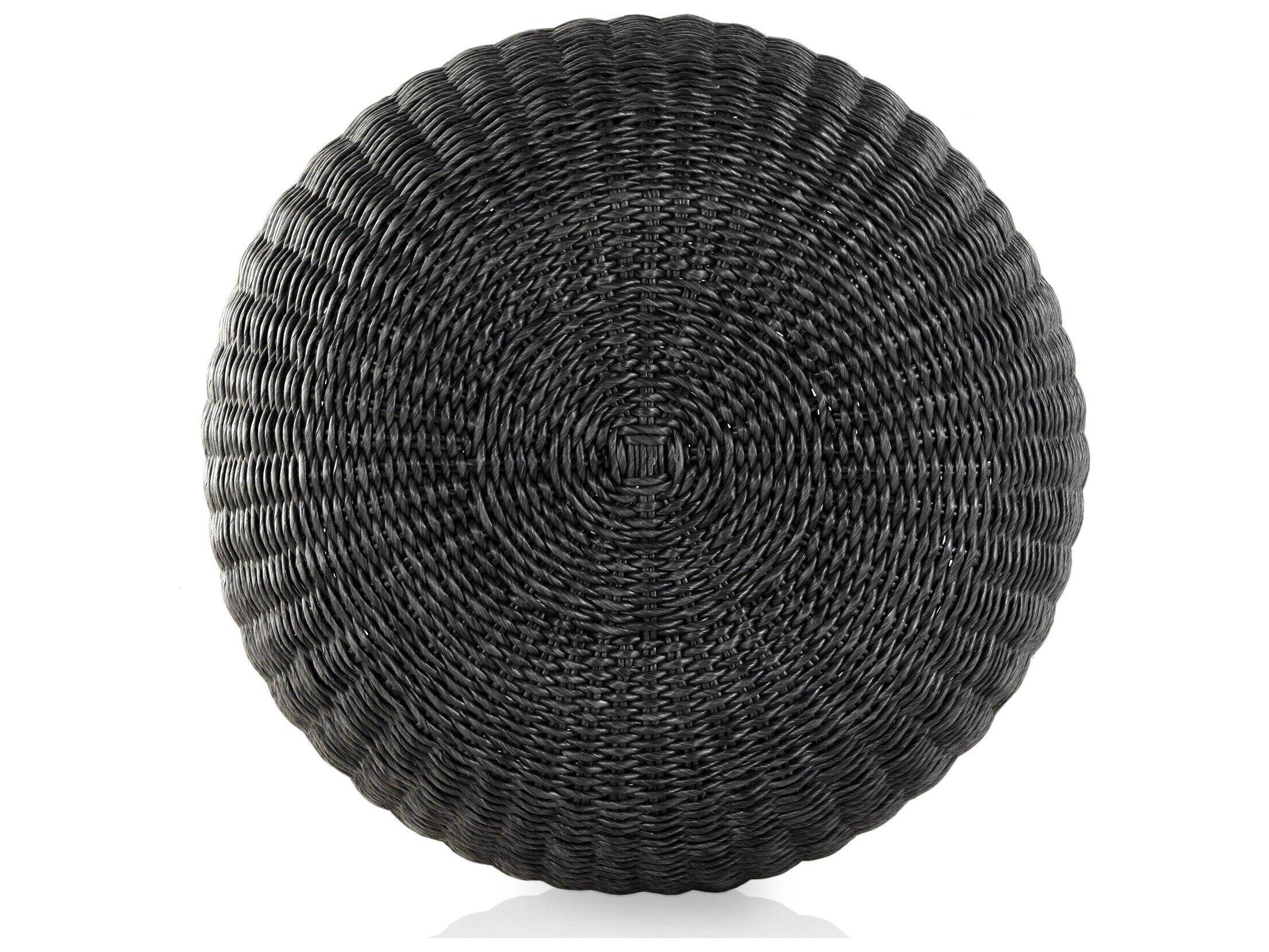 Four Hands Outdoor Grass Roots Vintage Coal Ottoman