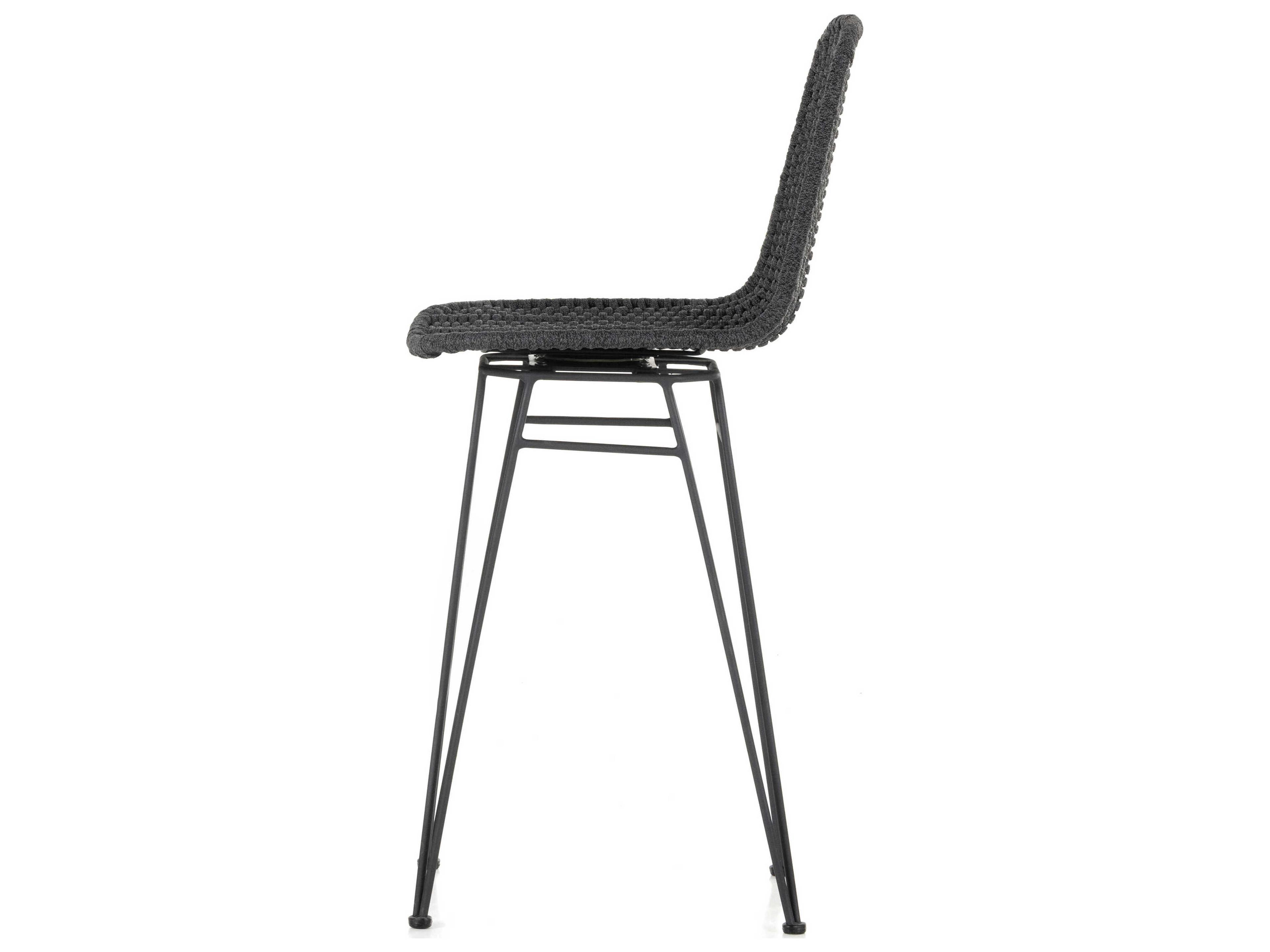 Luxecor Globetrotter Outdoor Charcoal Iron / Thick Dark Grey Rope Bar Stool