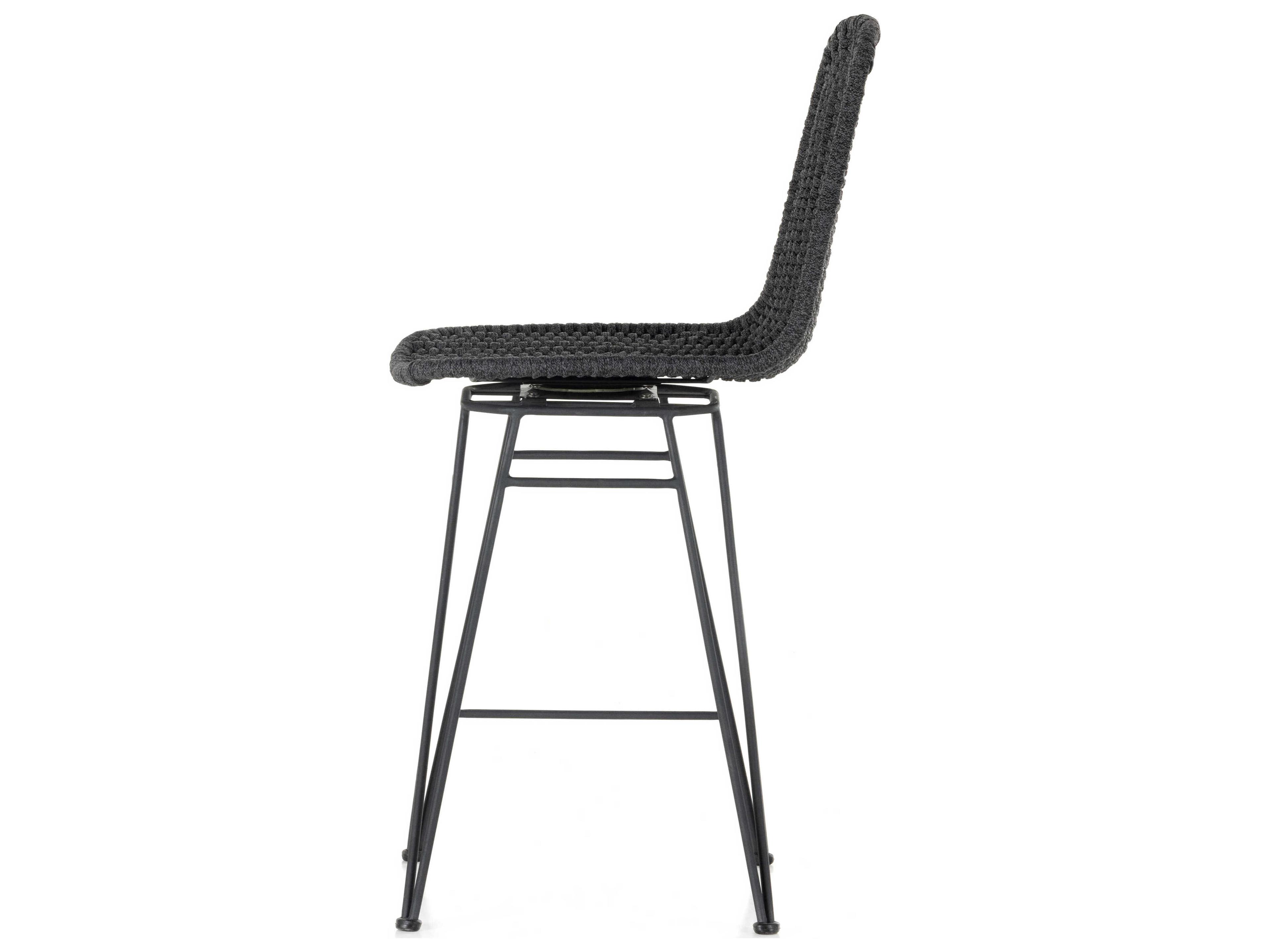 Luxecor Globetrotter Outdoor Charcoal Iron / Thick Dark Grey Rope Counter Stool