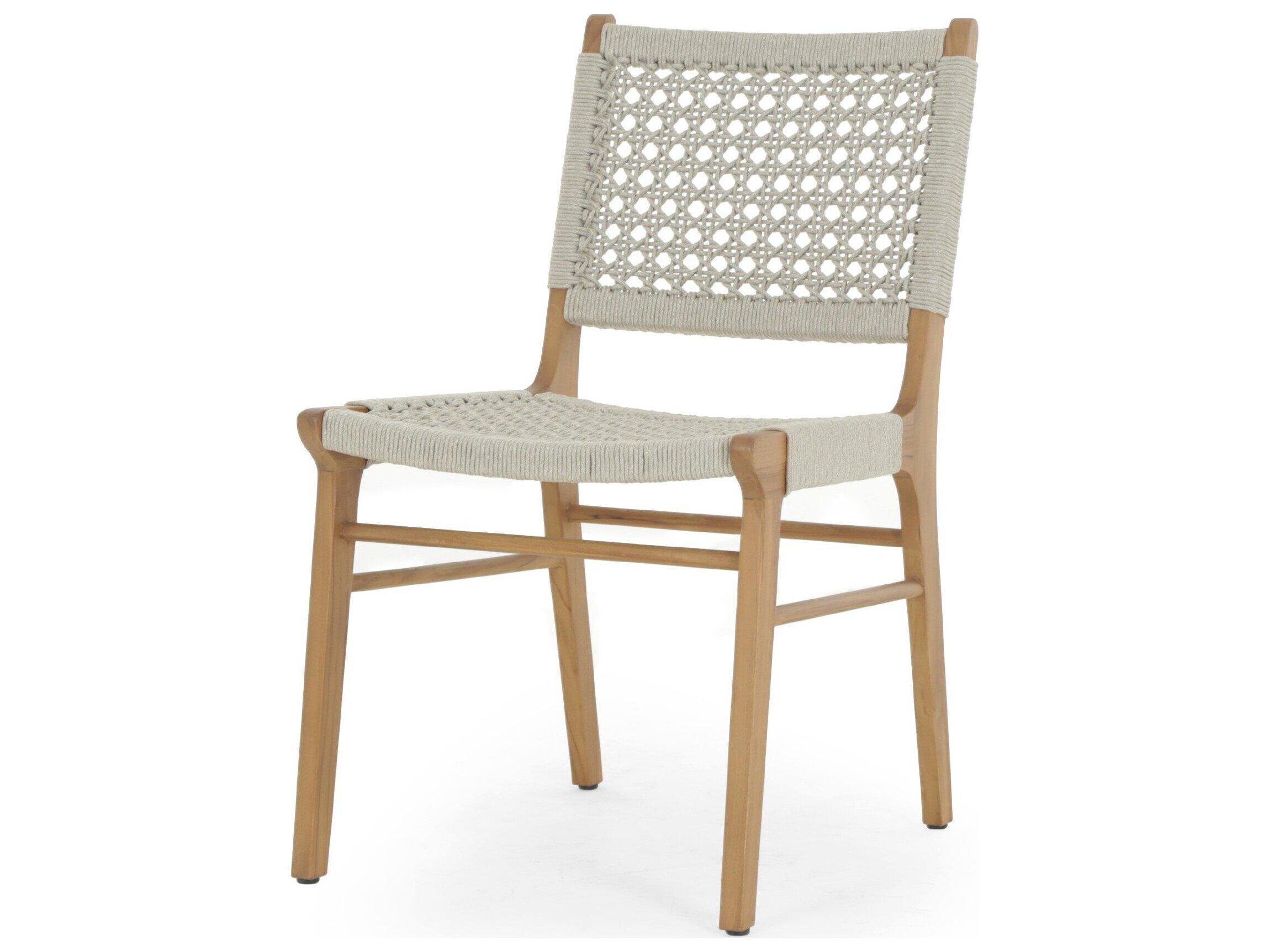 Four Hands Outdoor Solano Natural Teak / Ivory Rope Dining Chair