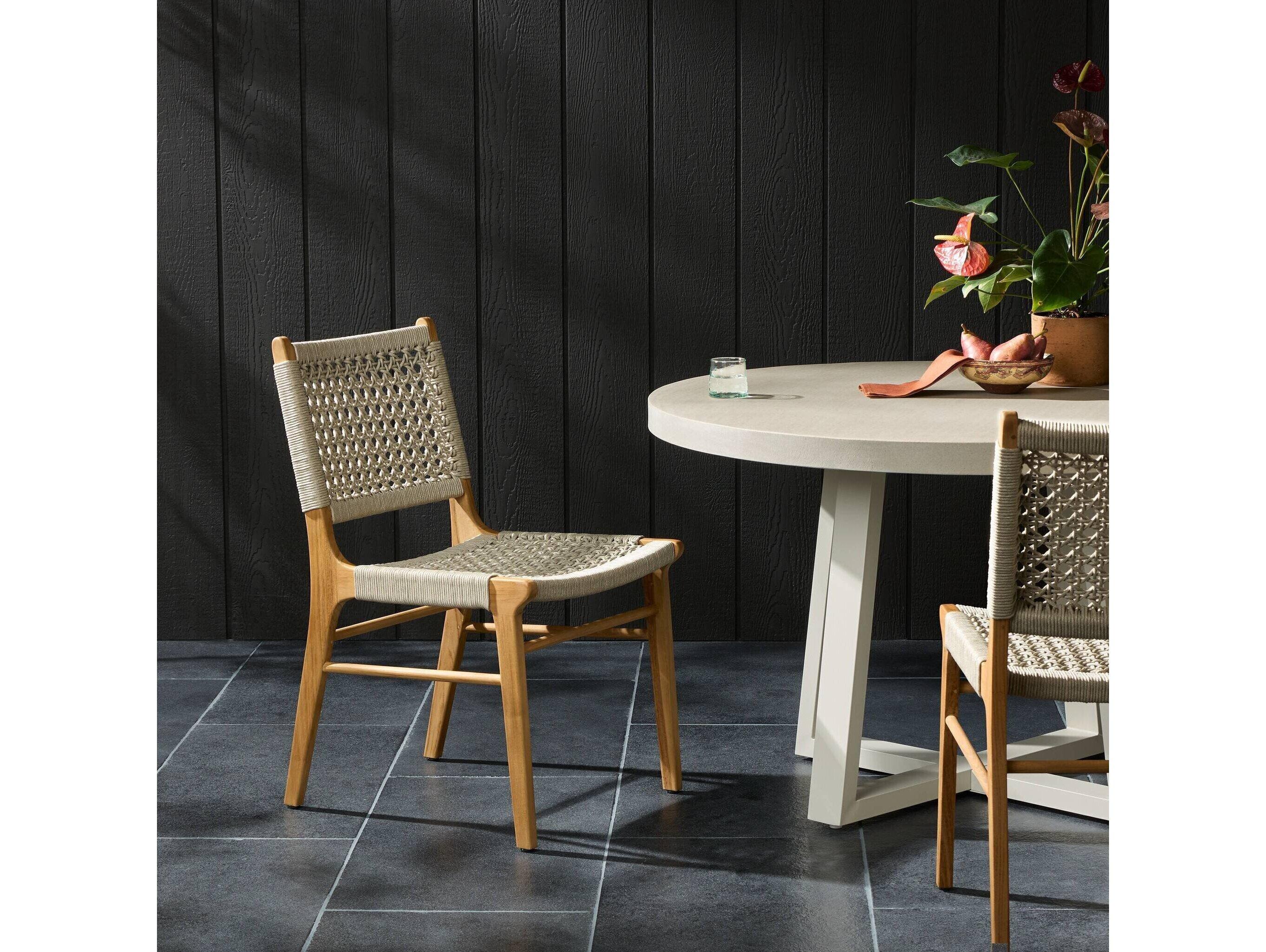 Four Hands Outdoor Solano Natural Teak / Ivory Rope Dining Chair