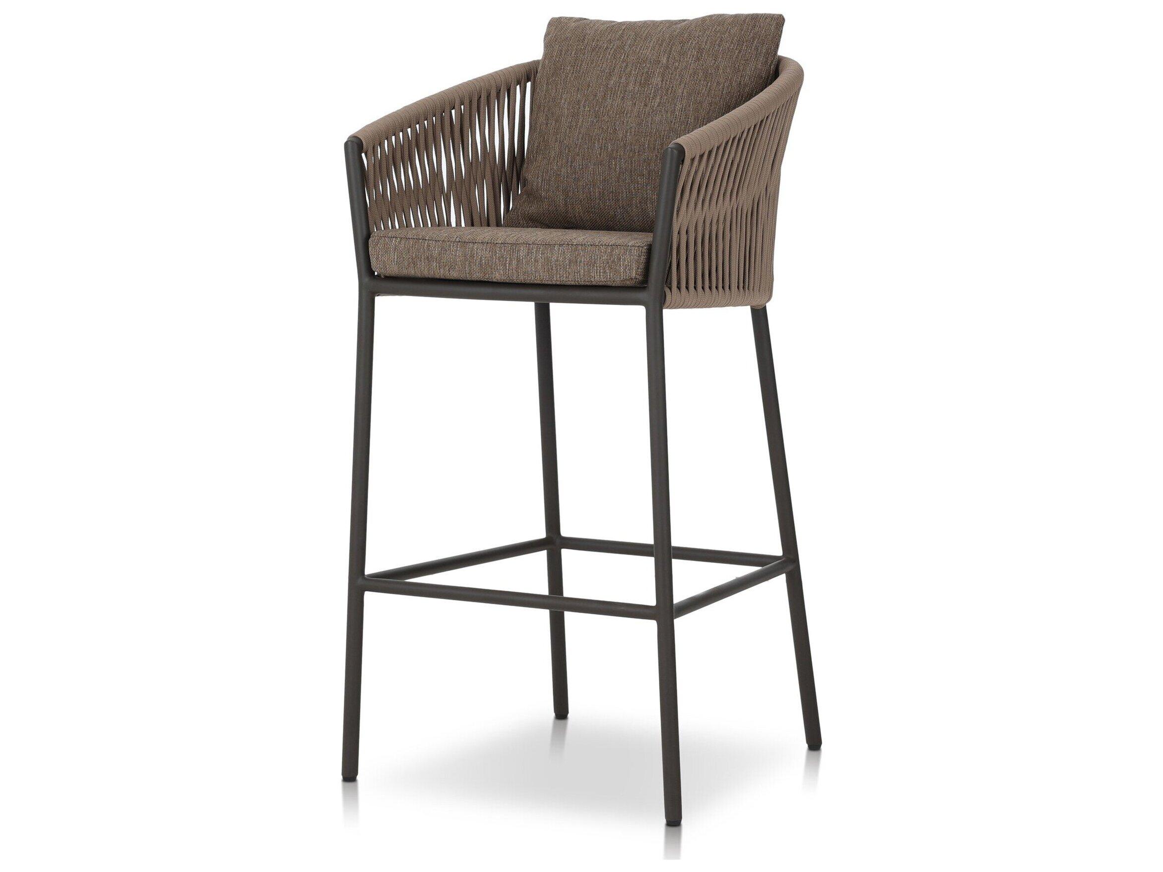 Four Hands Outdoor Solano Porto Bronze Aluminum Cushion Bar Stool in Ellor Brown