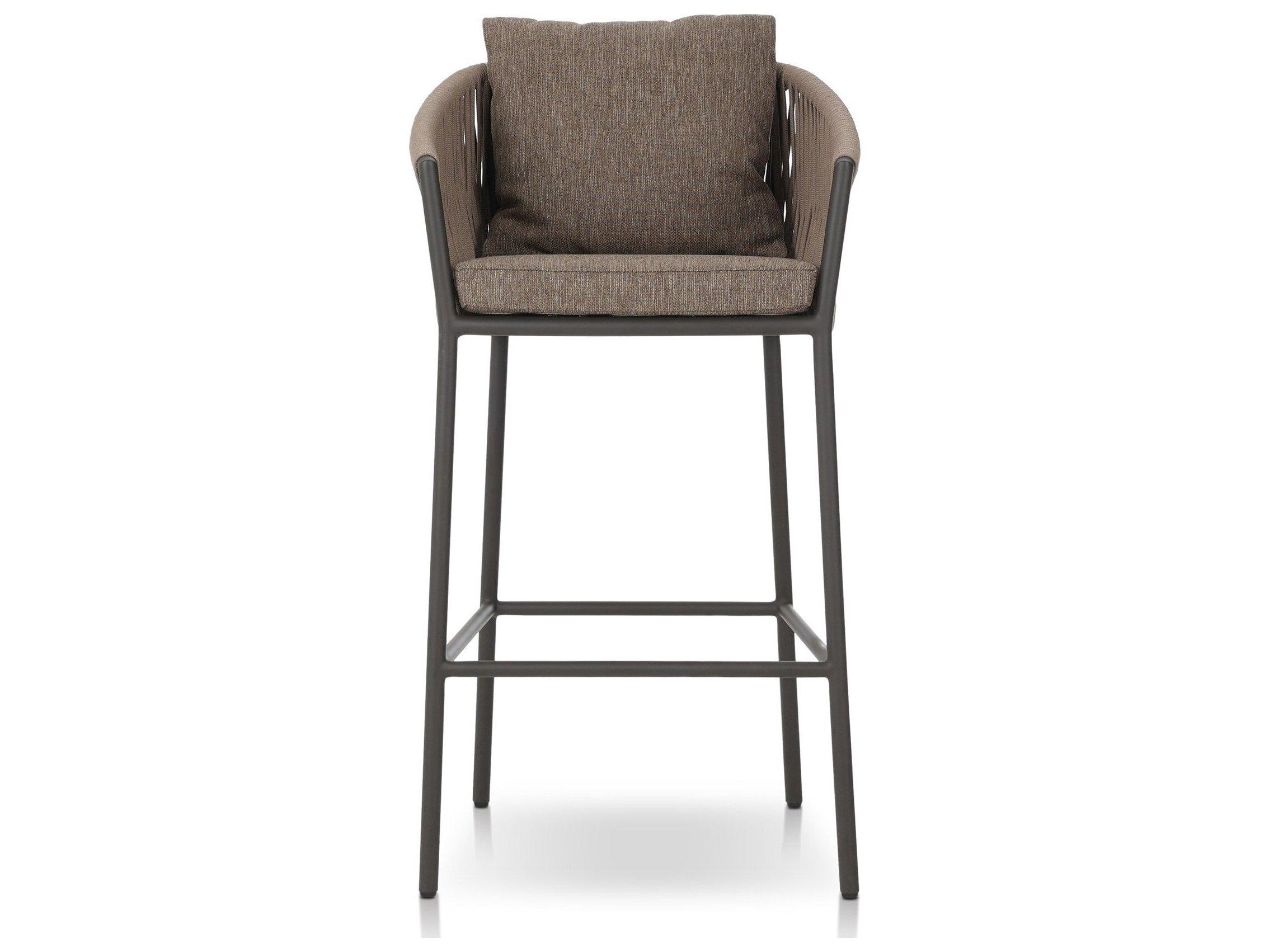 Four Hands Outdoor Solano Porto Bronze Aluminum Cushion Bar Stool in Ellor Brown
