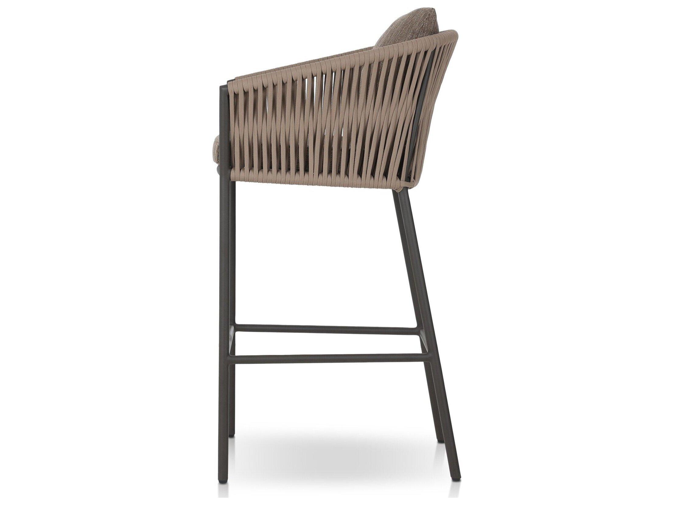 Four Hands Outdoor Solano Porto Bronze Aluminum Cushion Bar Stool in Ellor Brown