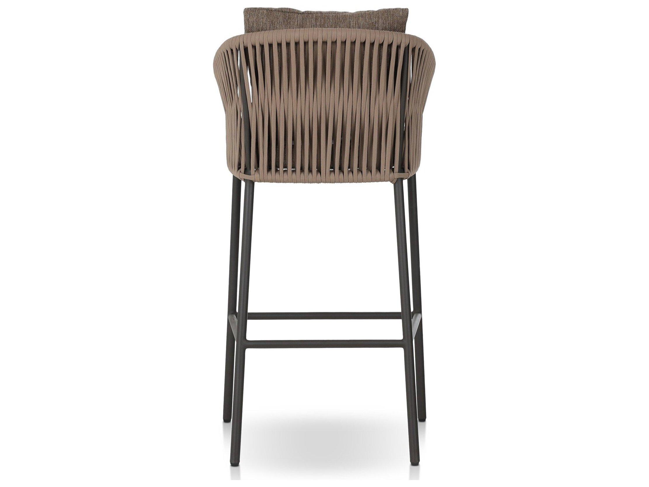 Four Hands Outdoor Solano Porto Bronze Aluminum Cushion Bar Stool in Ellor Brown