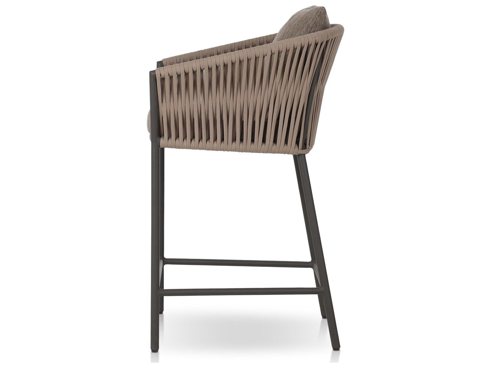 Four Hands Outdoor Solano Porto Bronze Aluminum Cushion Counter Stool in Ellor Brown