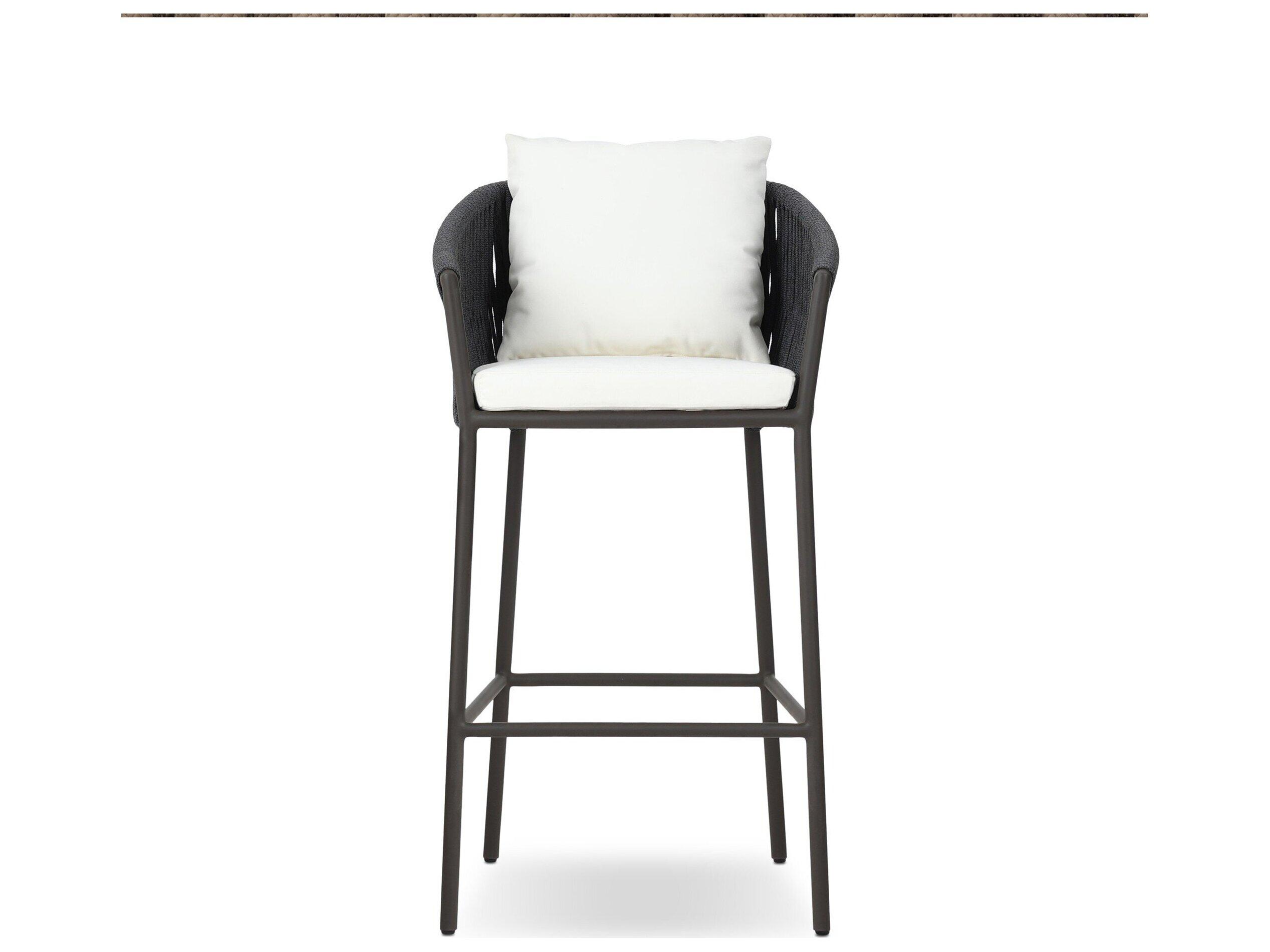 Four Hands Outdoor Solano Porto Bronze Aluminum Cushion Bar Stool in Arashi Salt