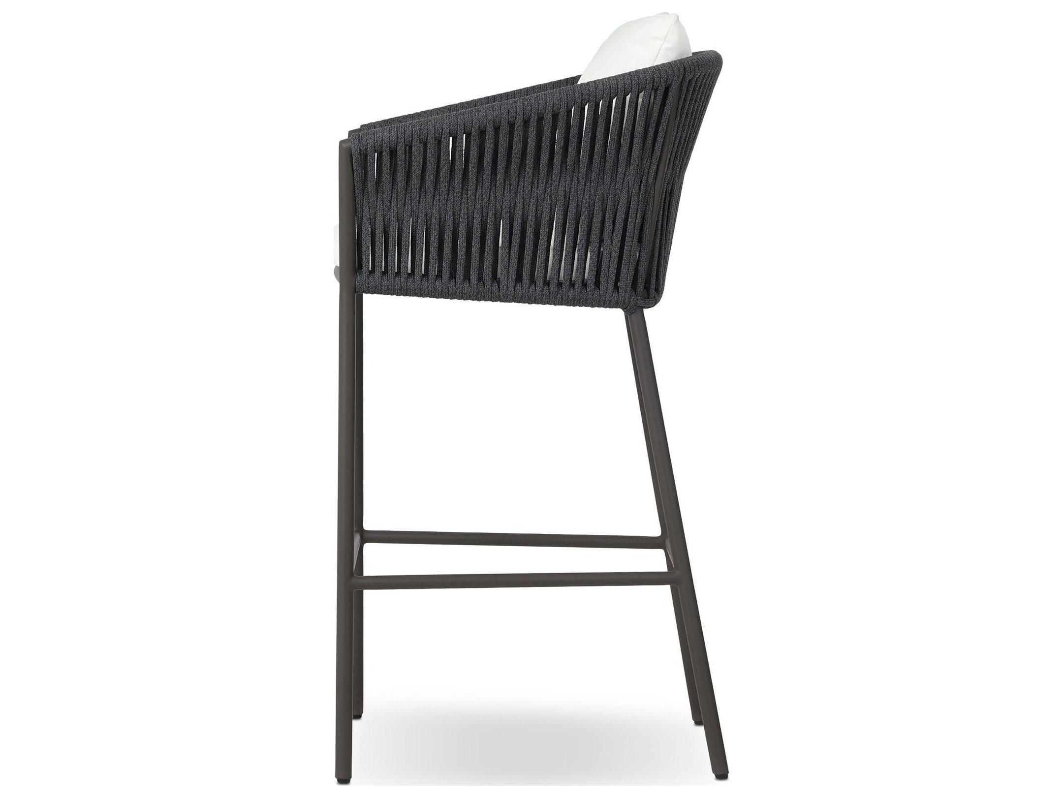 Four Hands Outdoor Solano Porto Bronze Aluminum Cushion Bar Stool in Arashi Salt