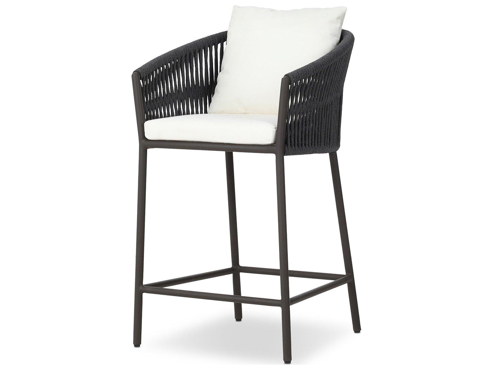 Four Hands Outdoor Solano Porto Bronze Aluminum Cushion Counter Stool in Arashi Salt