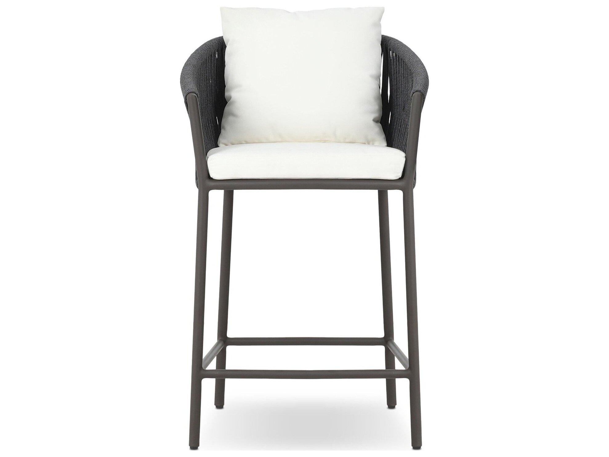 Four Hands Outdoor Solano Porto Bronze Aluminum Cushion Counter Stool in Arashi Salt