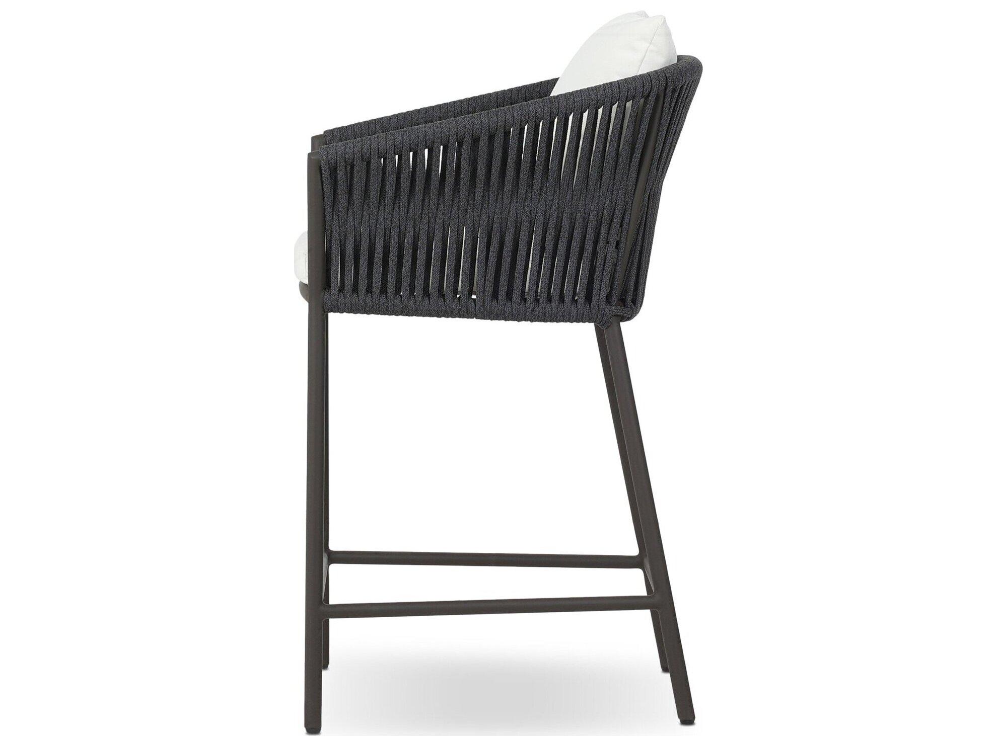 Four Hands Outdoor Solano Porto Bronze Aluminum Cushion Counter Stool in Arashi Salt