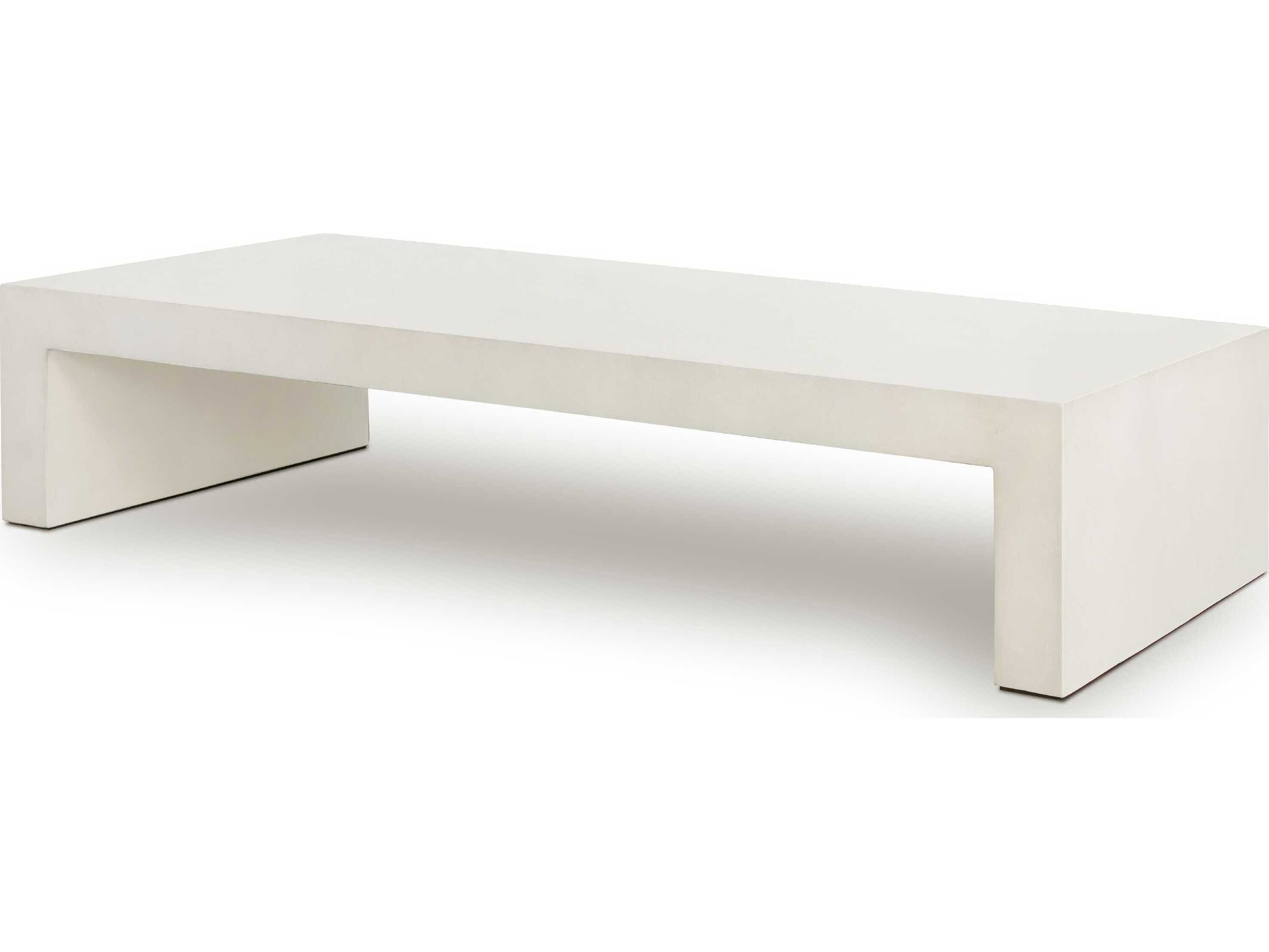 Four Hands Outdoor Bina White Concrete Rectangular Coffee Table