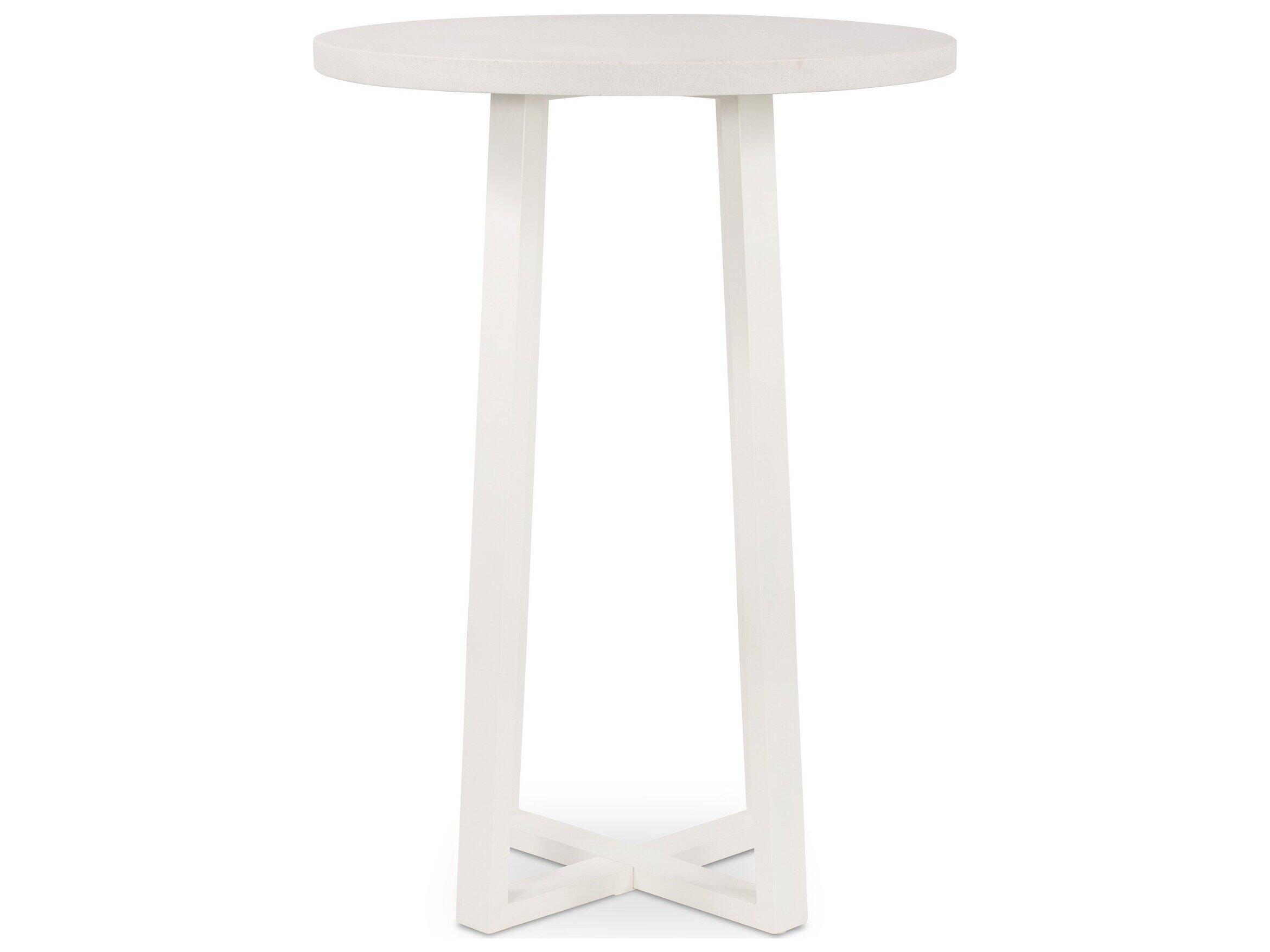 Four Hands Outdoor Constantine Natural White / Sand Resin Metal Stone Teak Round Bar Table