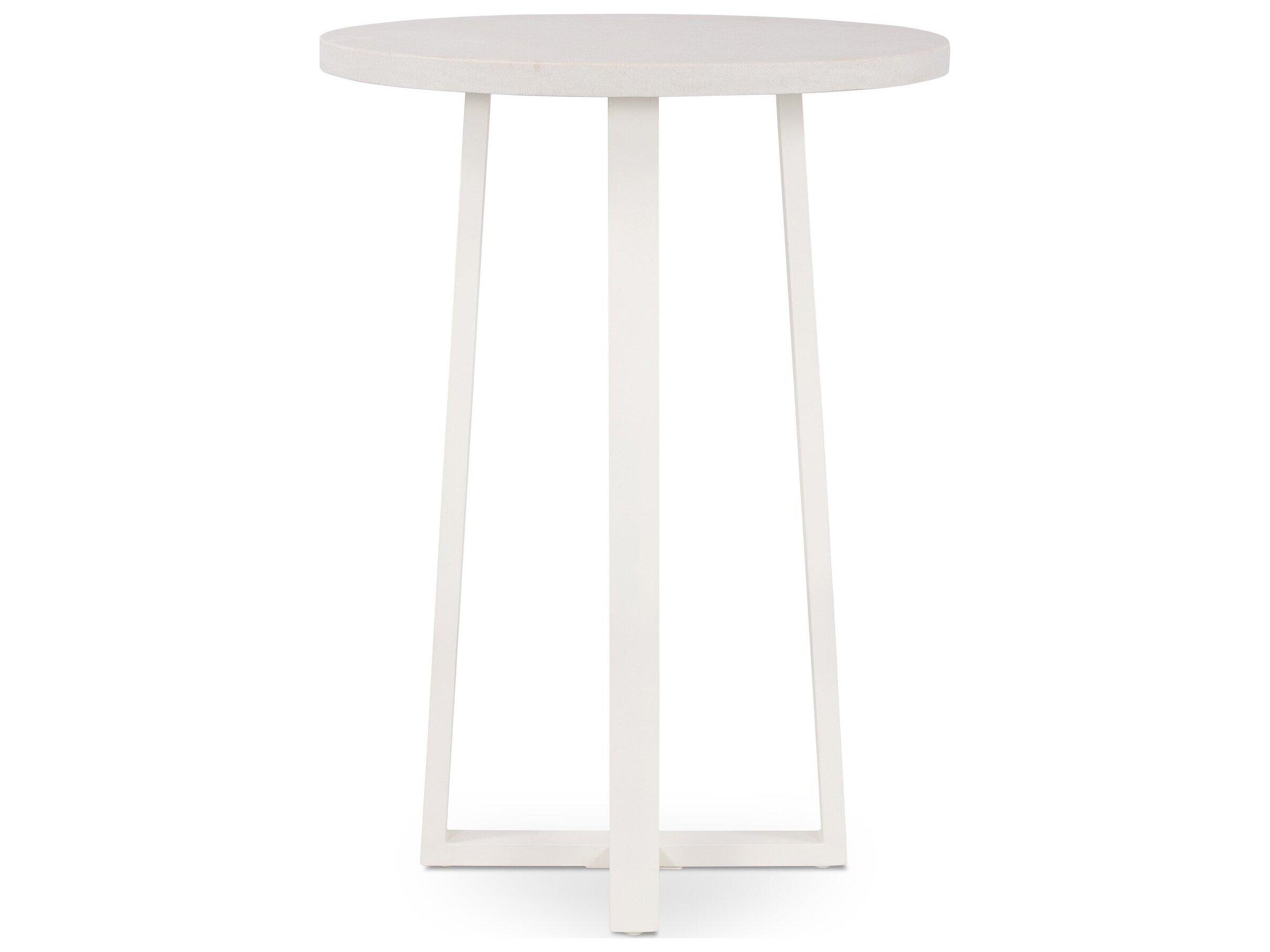 Four Hands Outdoor Constantine Natural White / Sand Resin Metal Stone Teak Round Bar Table