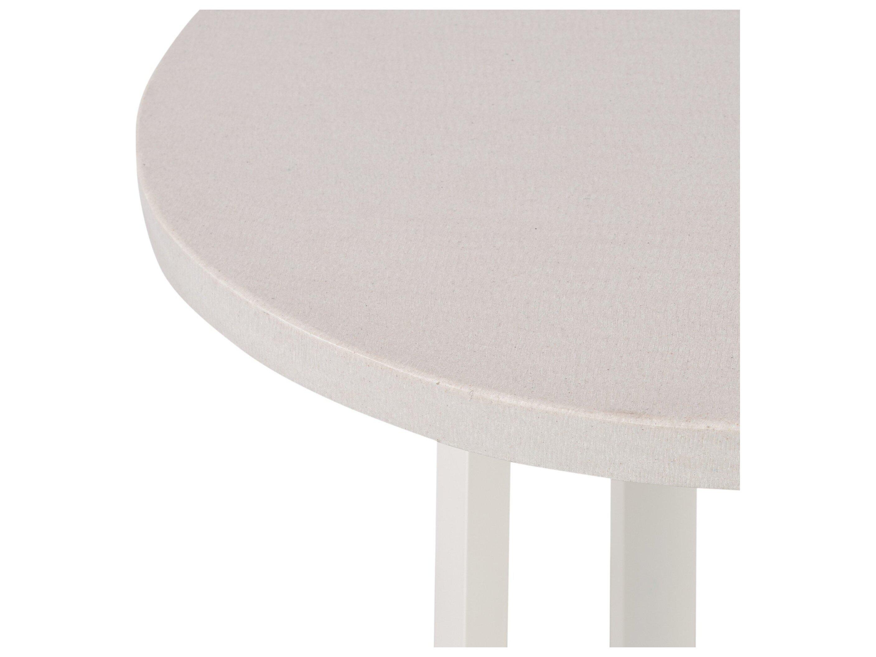 Four Hands Outdoor Constantine Natural White / Sand Resin Metal Stone Teak Round Bar Table