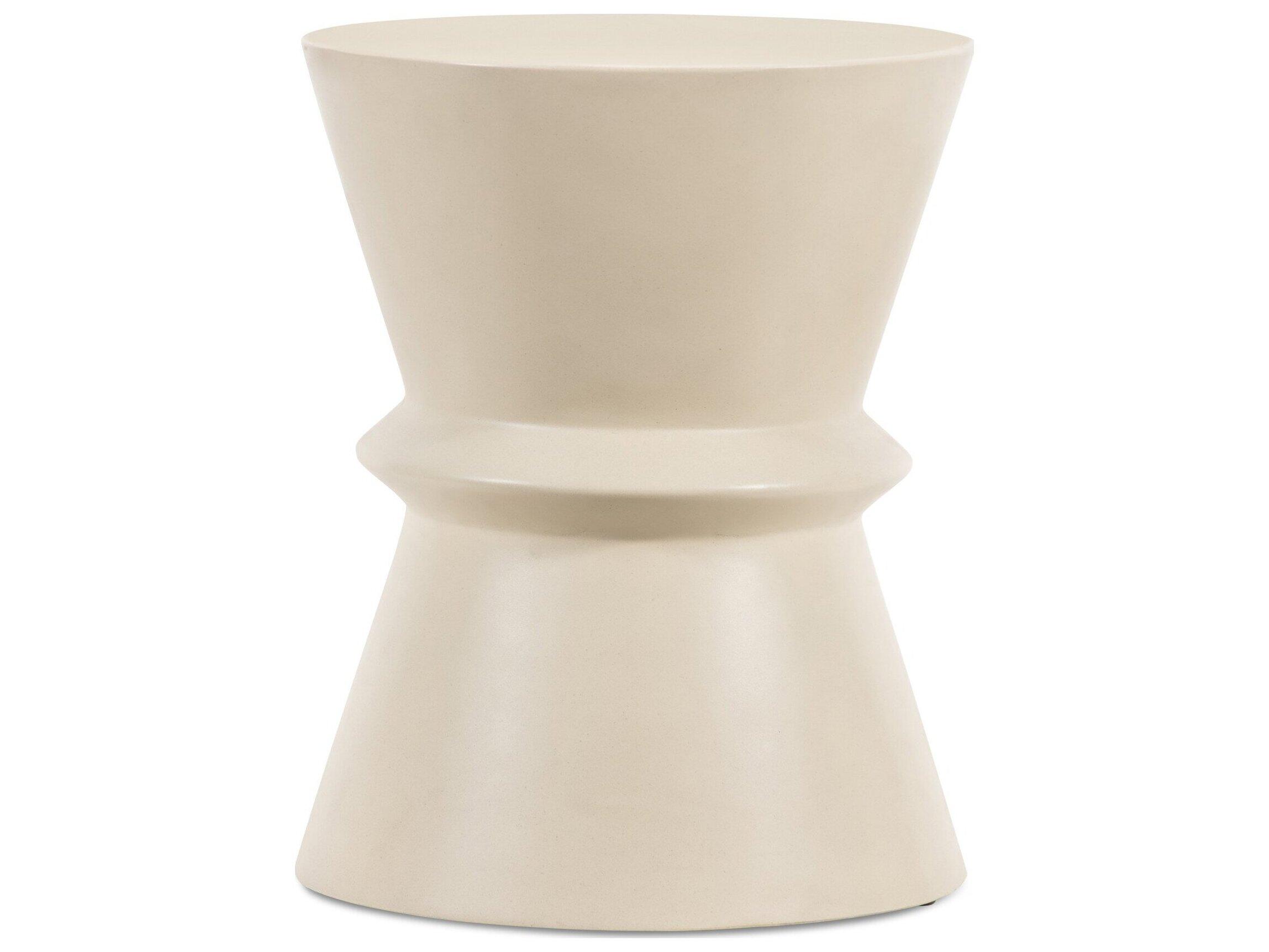 Four Hands Outdoor Everett Parchment White Concrete Round End Table