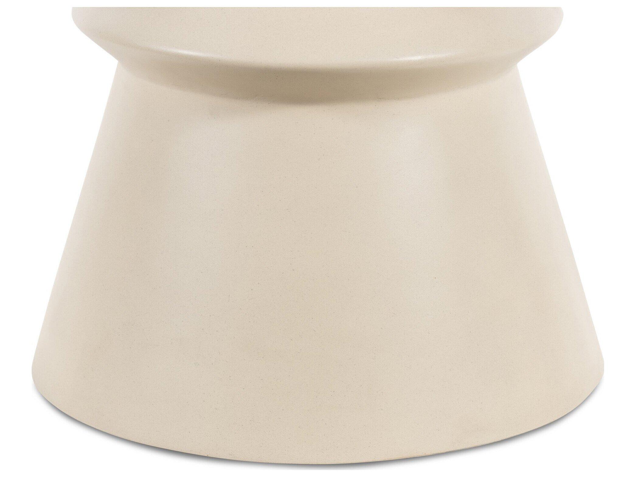 Four Hands Outdoor Everett Parchment White Concrete Round End Table