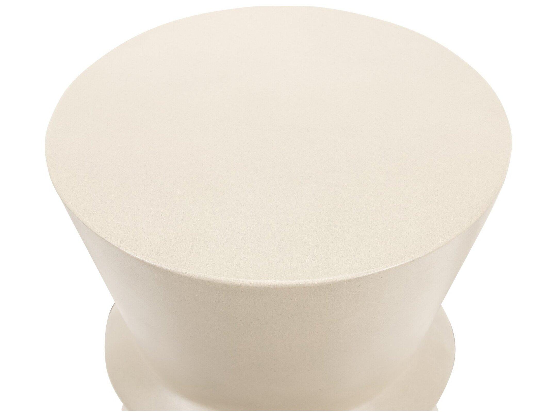 Four Hands Outdoor Everett Parchment White Concrete Round End Table