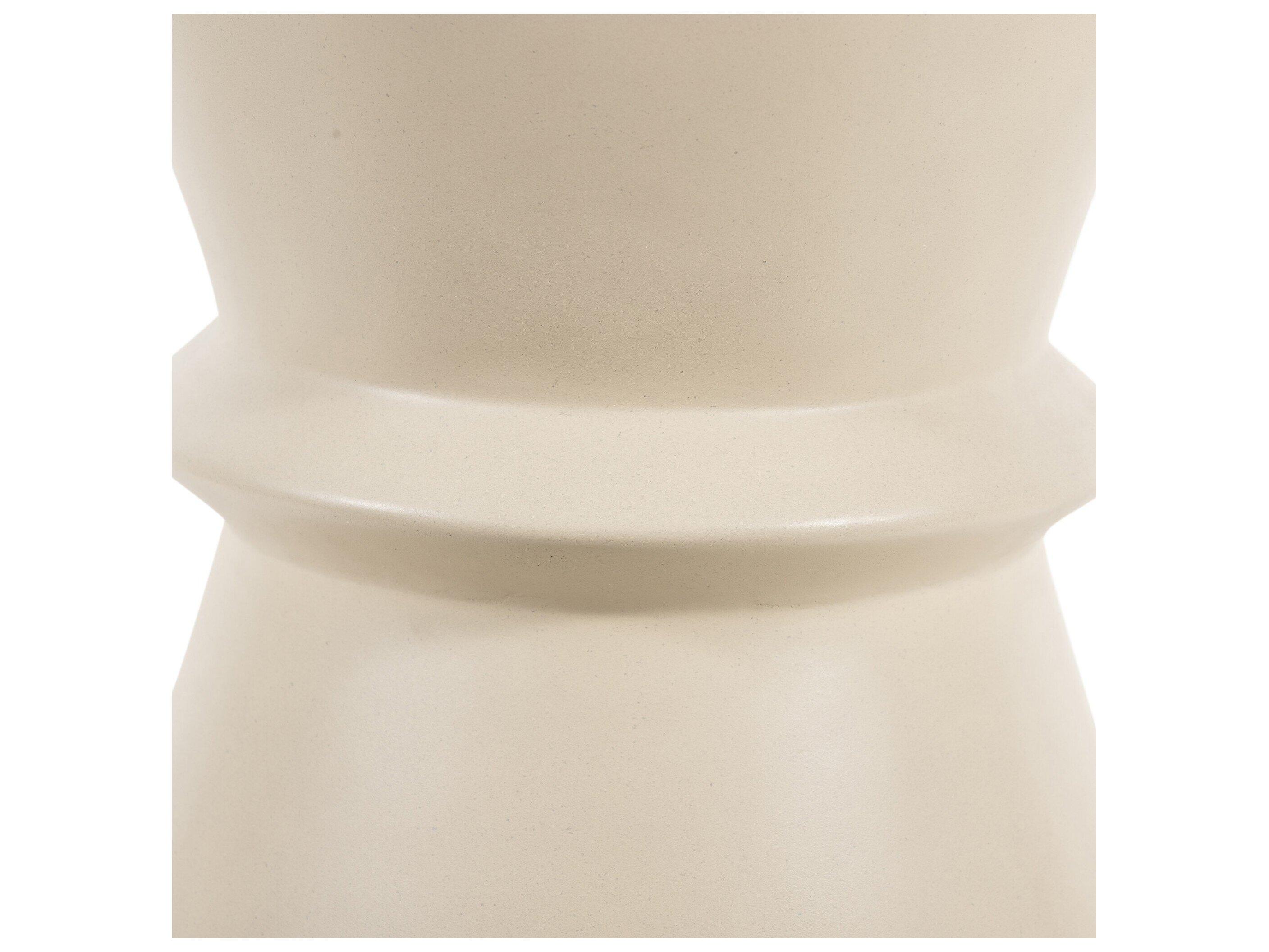 Four Hands Outdoor Everett Parchment White Concrete Round End Table