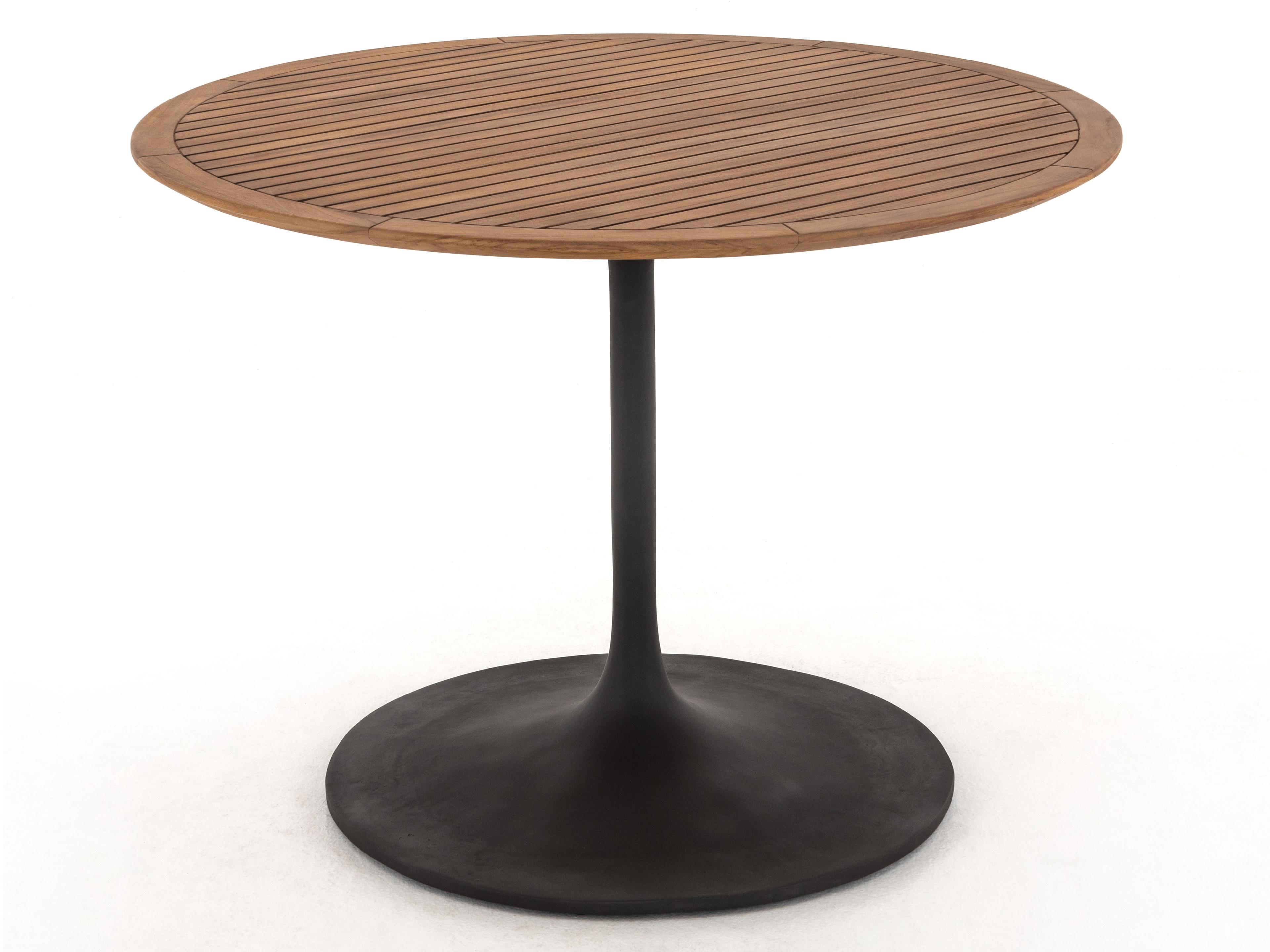 Luxecor Globetrotter Outdoor Bronze / Natural Teak Aluminum Round Bistro Table