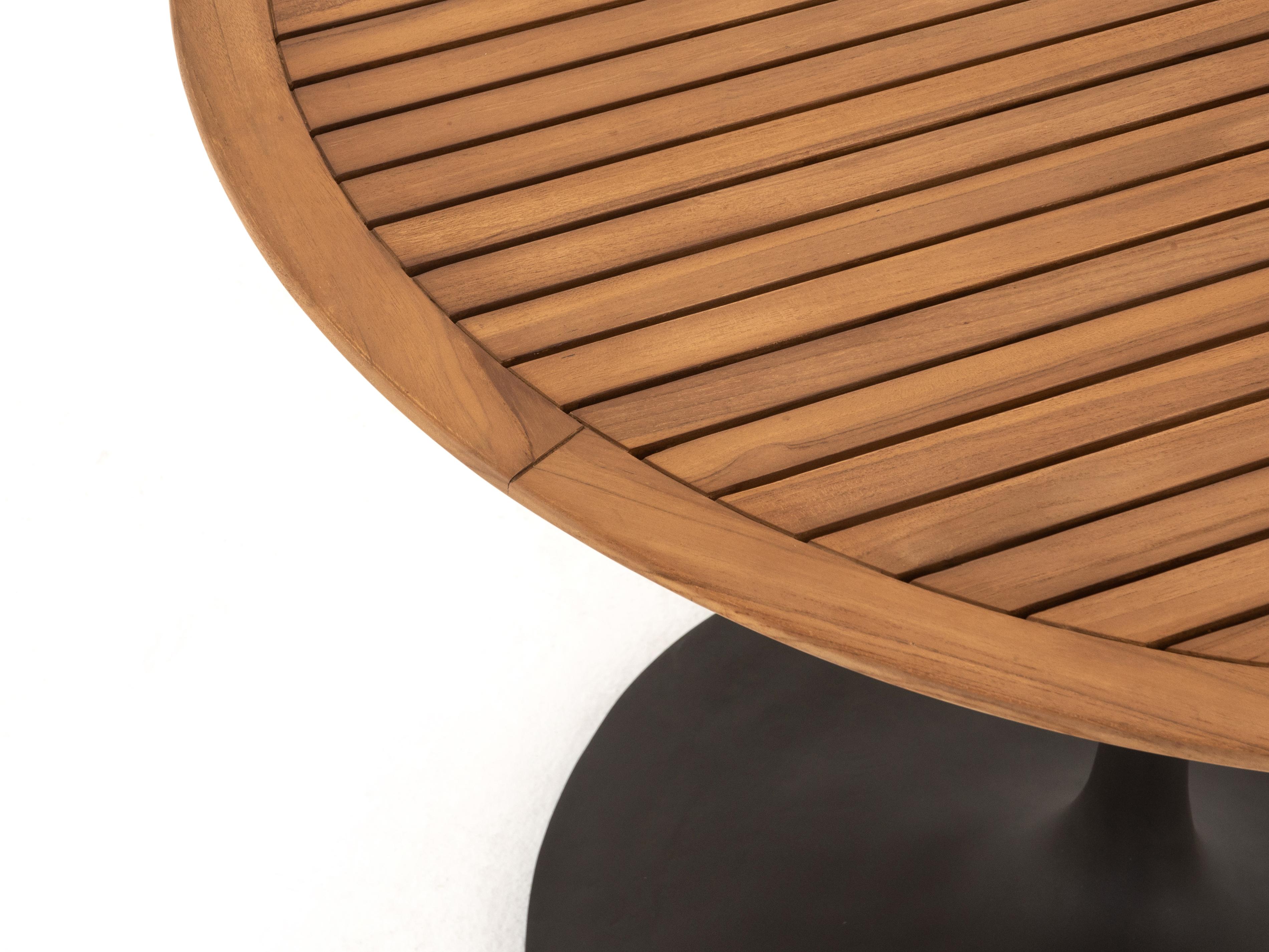 Luxecor Globetrotter Outdoor Bronze / Natural Teak Aluminum Round Bistro Table