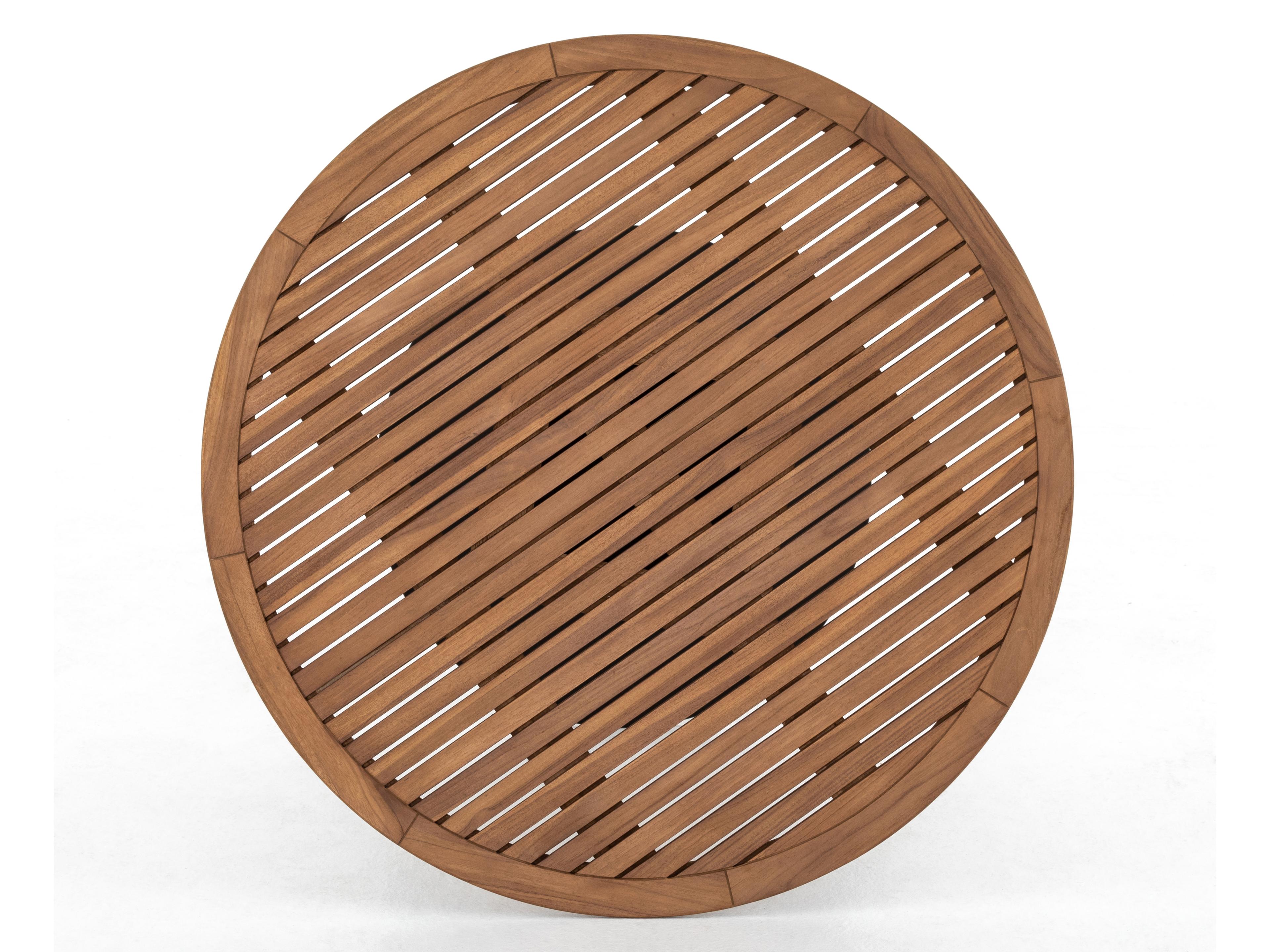 Luxecor Globetrotter Outdoor Bronze / Natural Teak Aluminum Round Bistro Table
