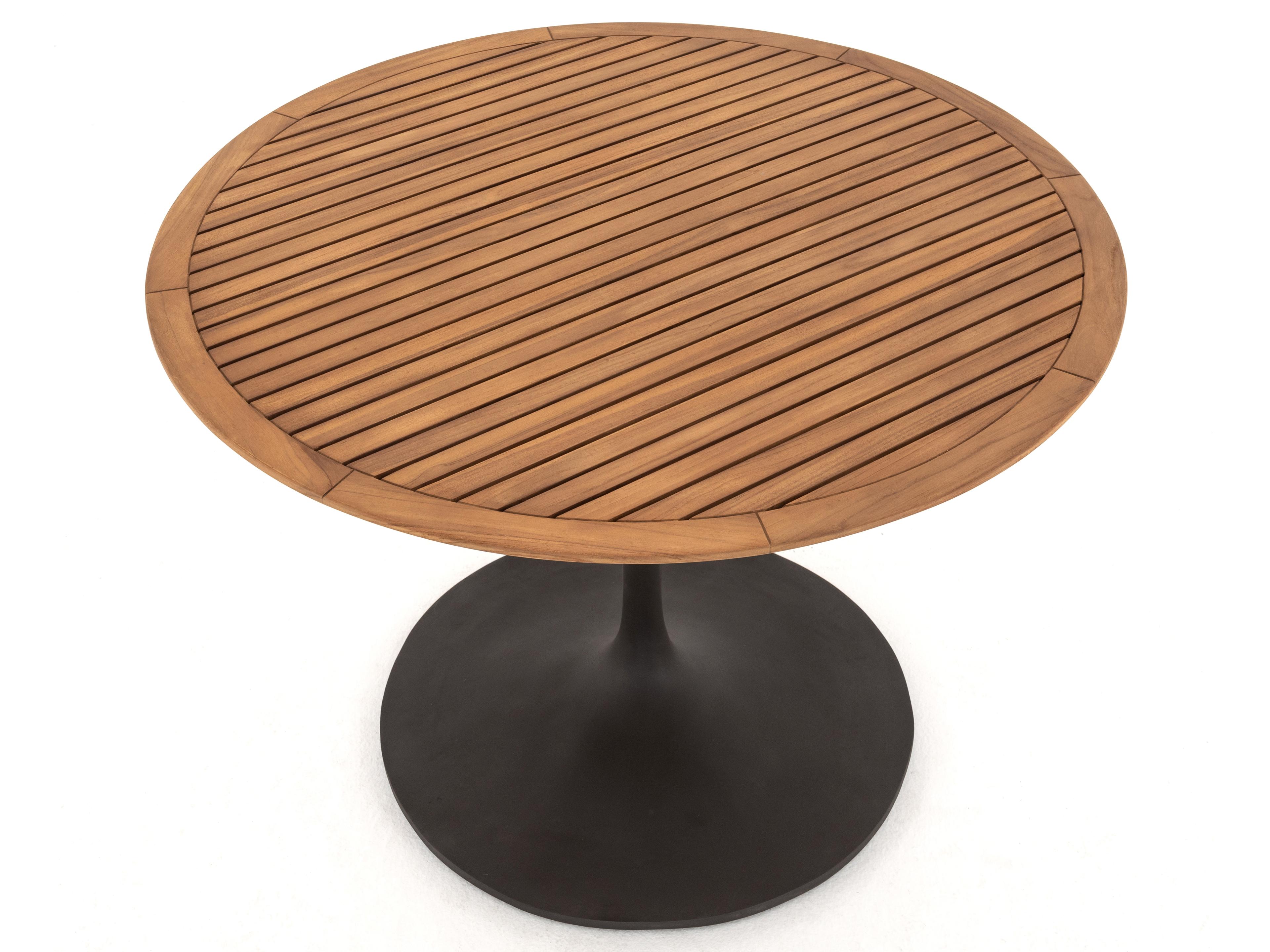 Luxecor Globetrotter Outdoor Bronze / Natural Teak Aluminum Round Bistro Table