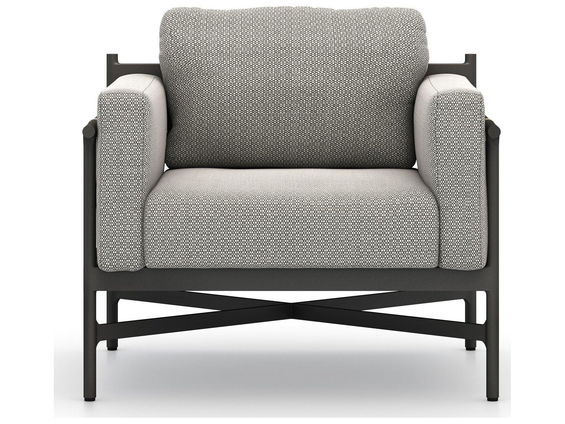 Four Hands Outdoor Solano Hearst Bronze Aluminum Cushion Lounge Chair in Faye Ash